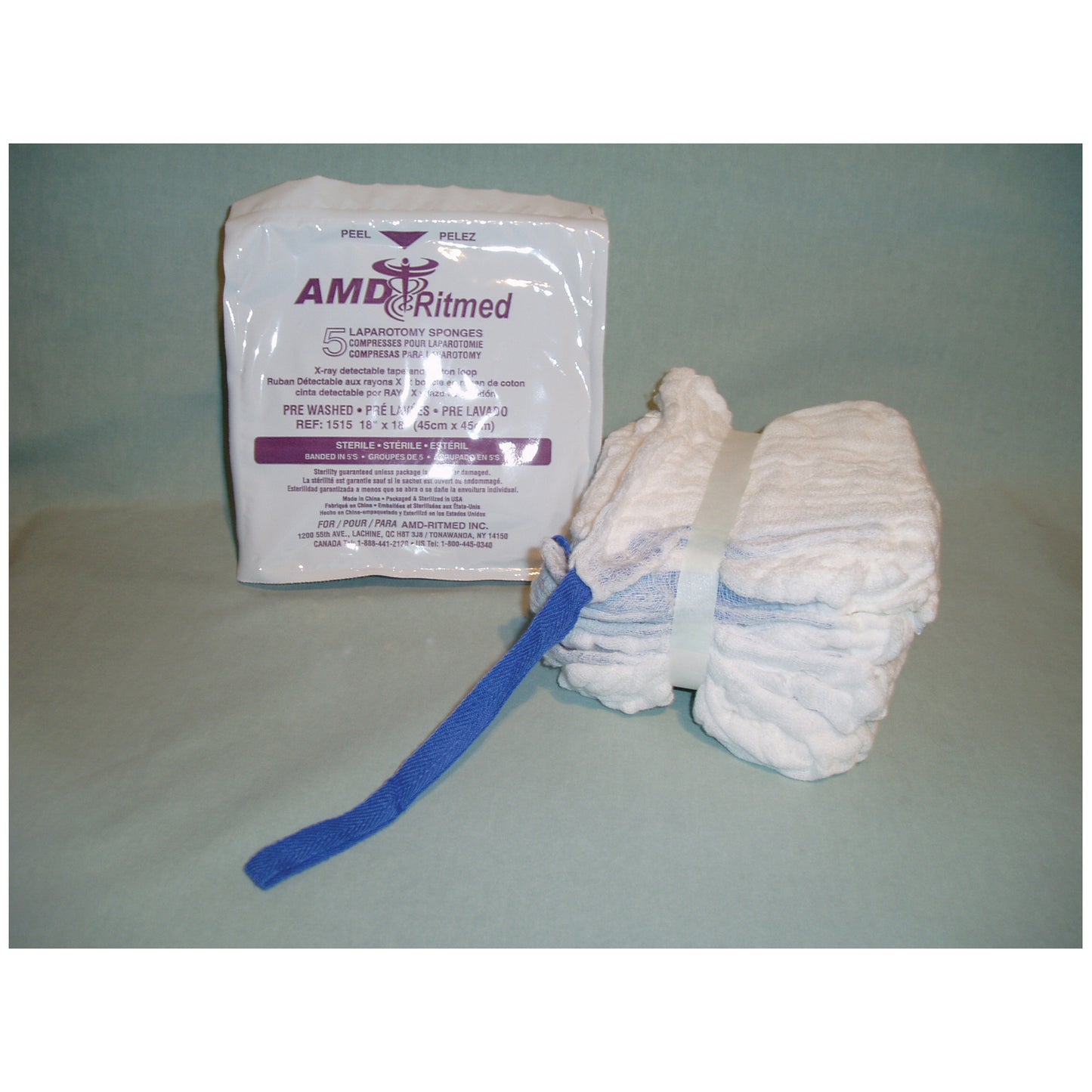 AMD MEDICOM LAPAROTOMY SPONGES, 5 per pack, 40 packs per case