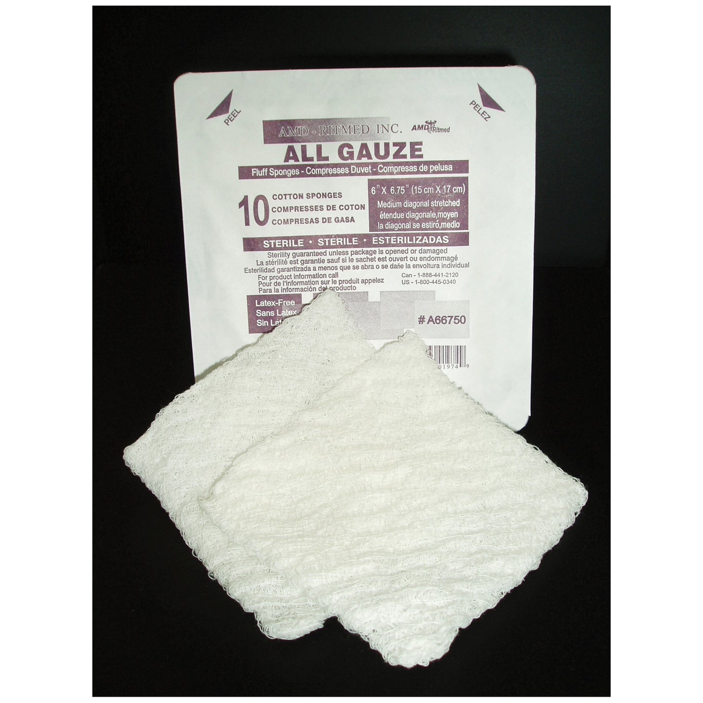 AMD MEDICOM FLUFF SPONGES, 12 boxes per case