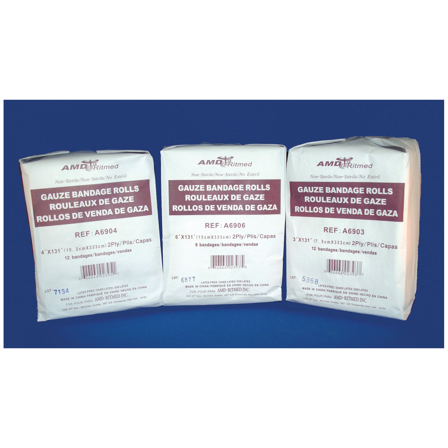 AMD MEDICOM VITAL-ROLL GAUZE BANDAGES, 12 per pack, 8 packs per case