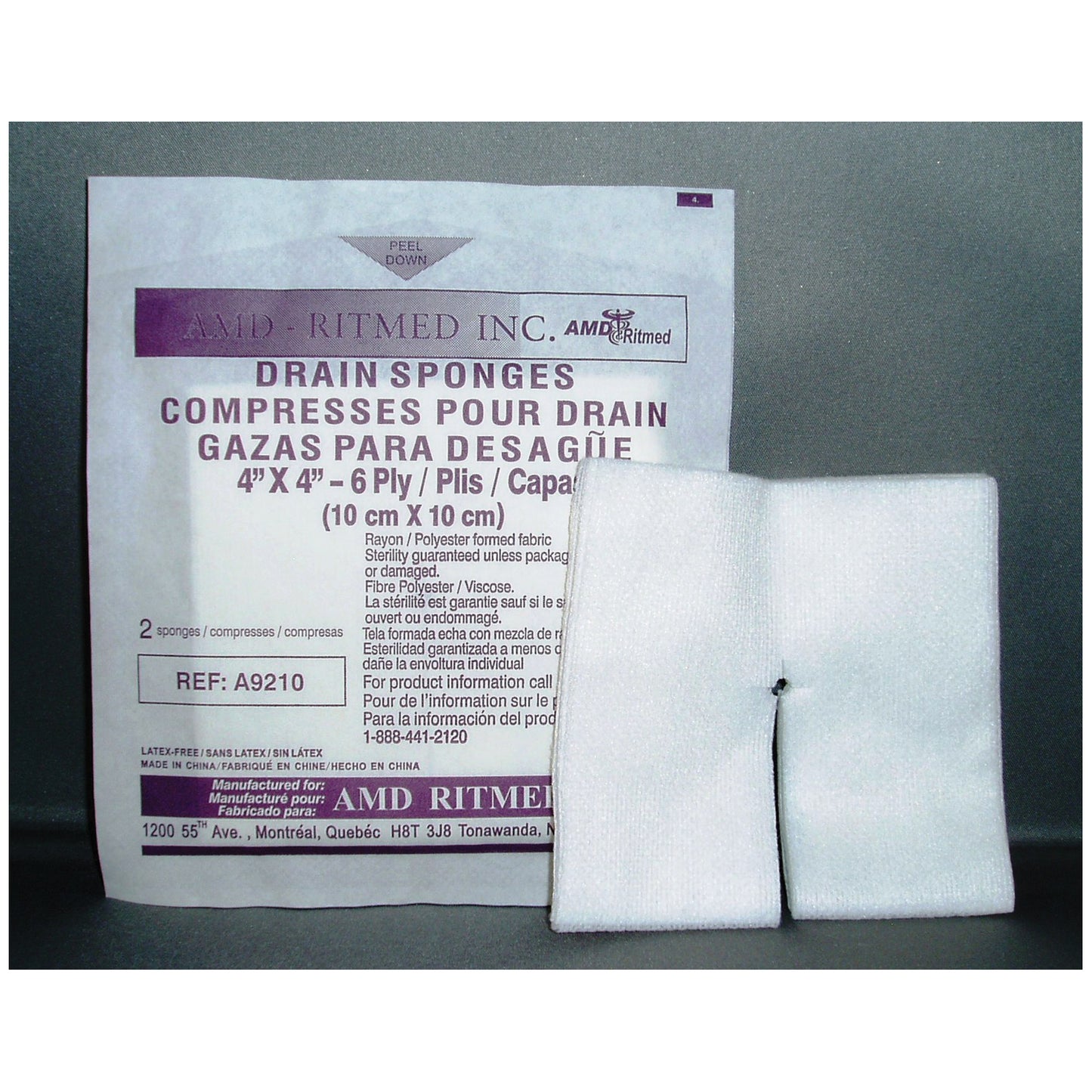 AMD MEDICOM TRACH & IV NON-WOVEN DRESSING SPONGES, 50 per pack, 12 packs per case