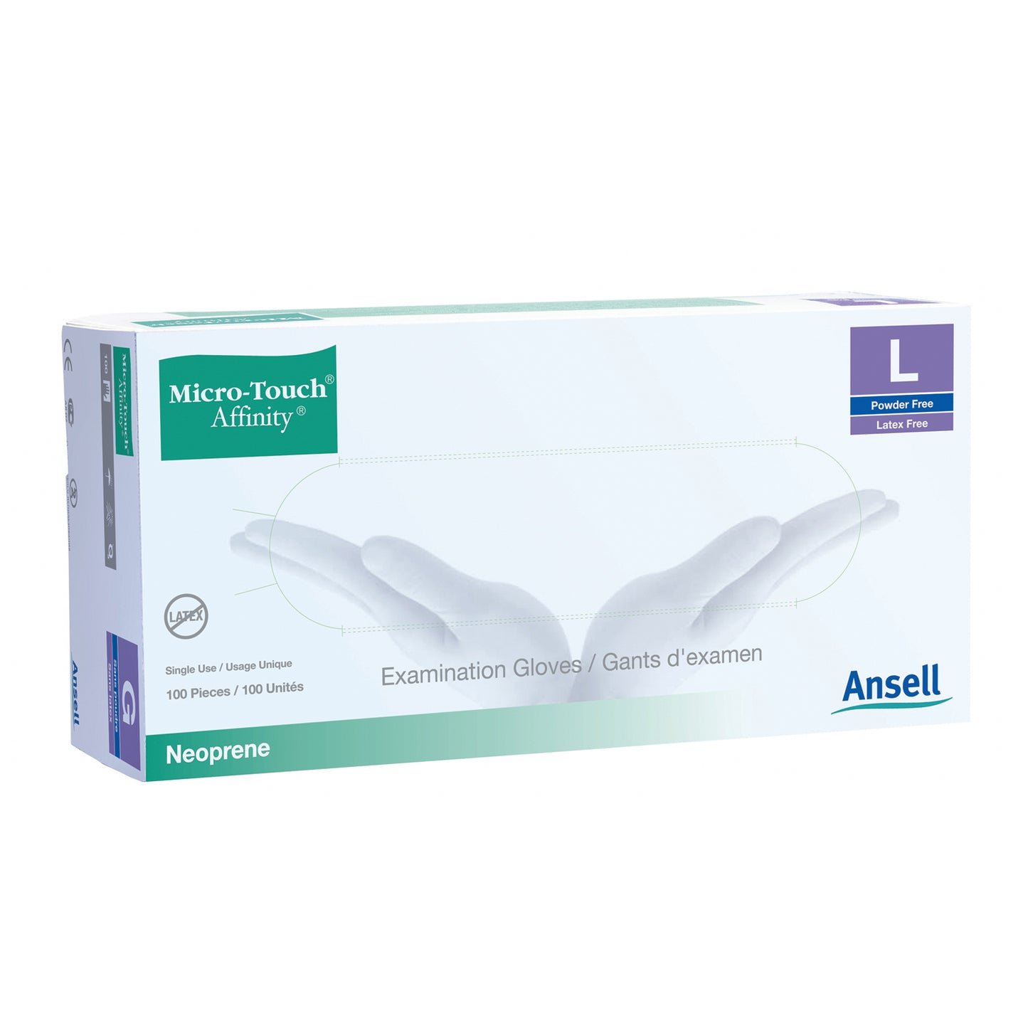 ANSELL MICRO-TOUCH AFFINITY SYNTHETIC EXAM GLOVES, 100 per box, 10 boxes per case