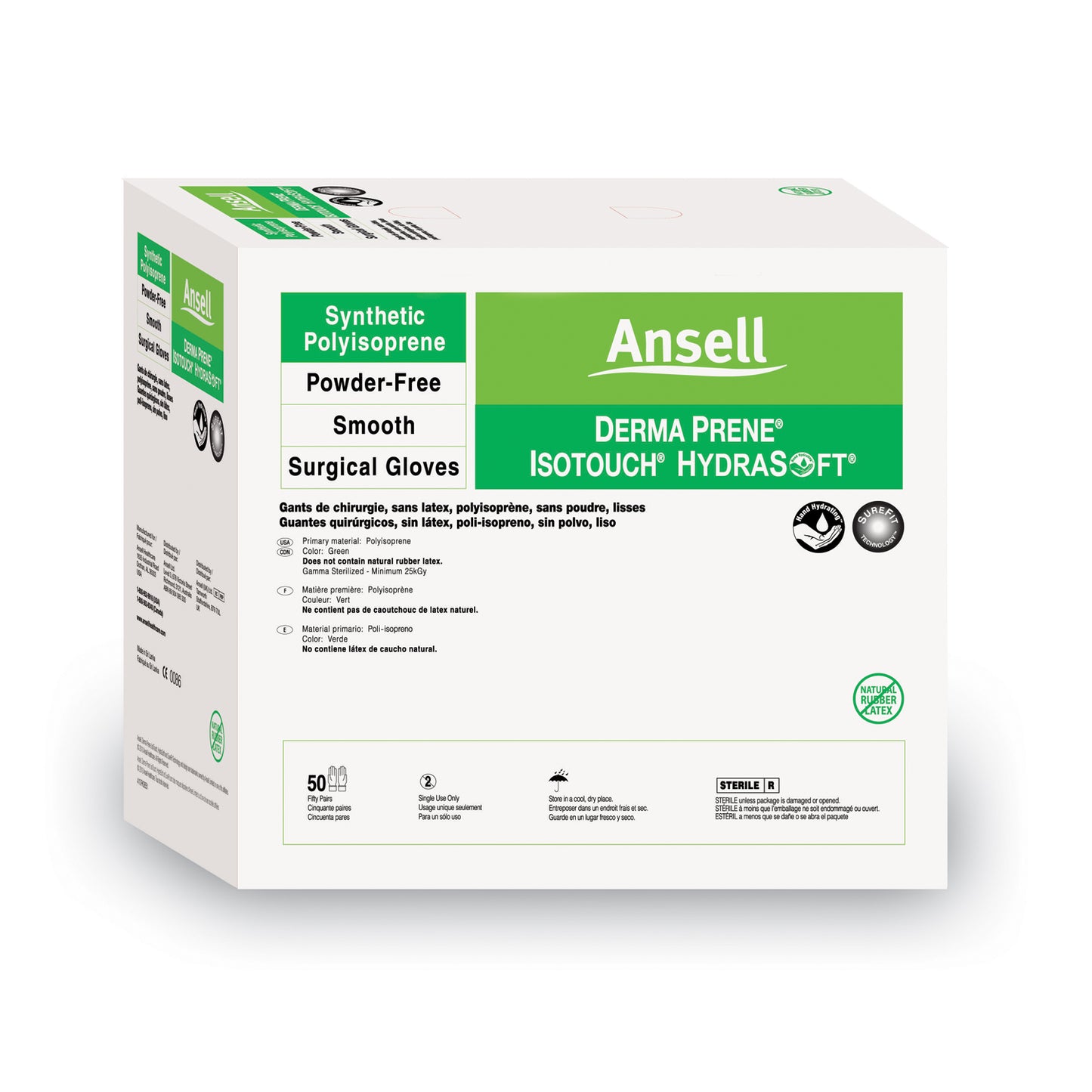 ANSELL MICRO-TOUCH PLUS STERILE SINGLES GLOVES, 100 per box, 4 boxes per case
