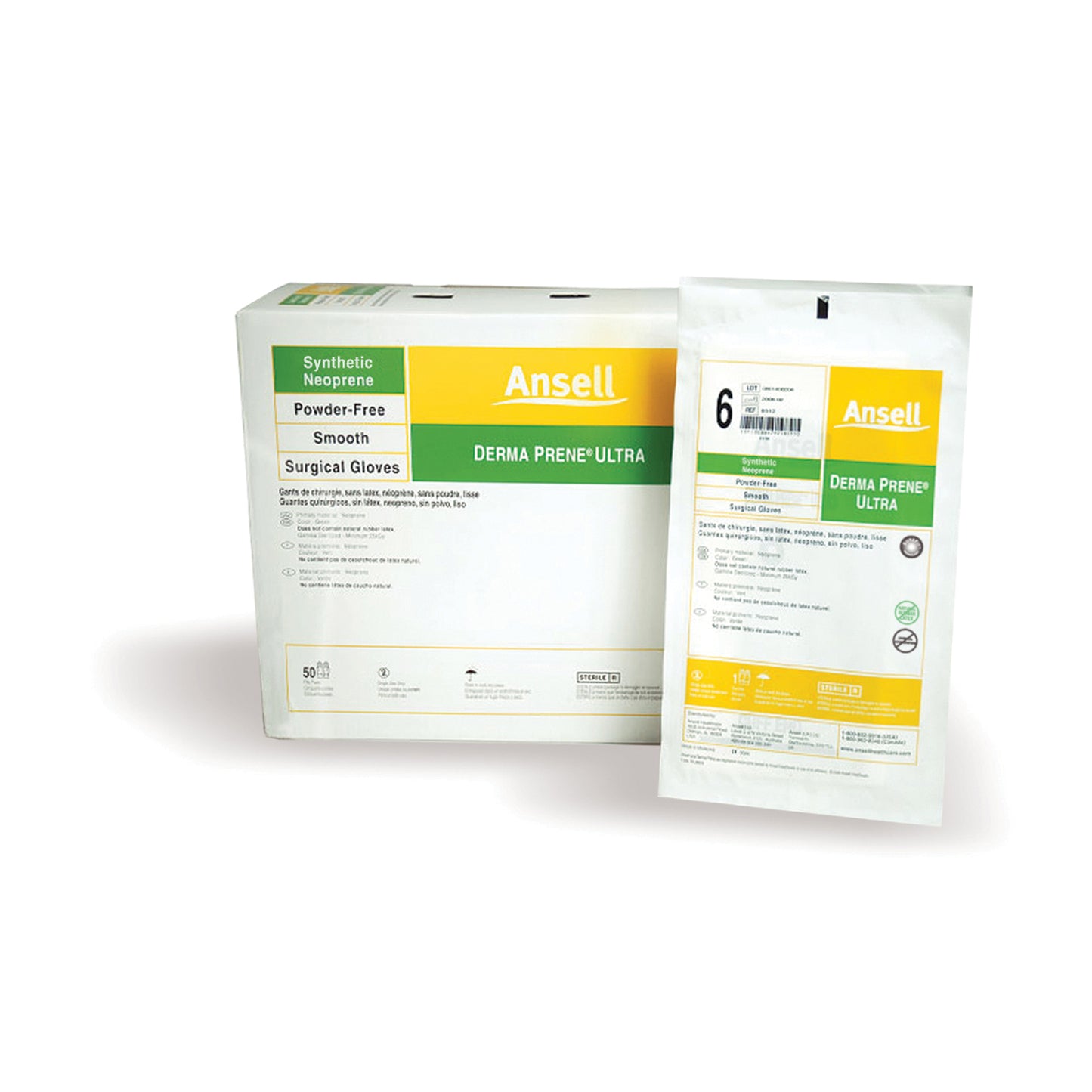ANSELL GAMMEX NON-LATEX POWDER-FREE STERILE NEOPRENE SURGICAL GLOVES, 50 pairs per box, 4 boxes per case