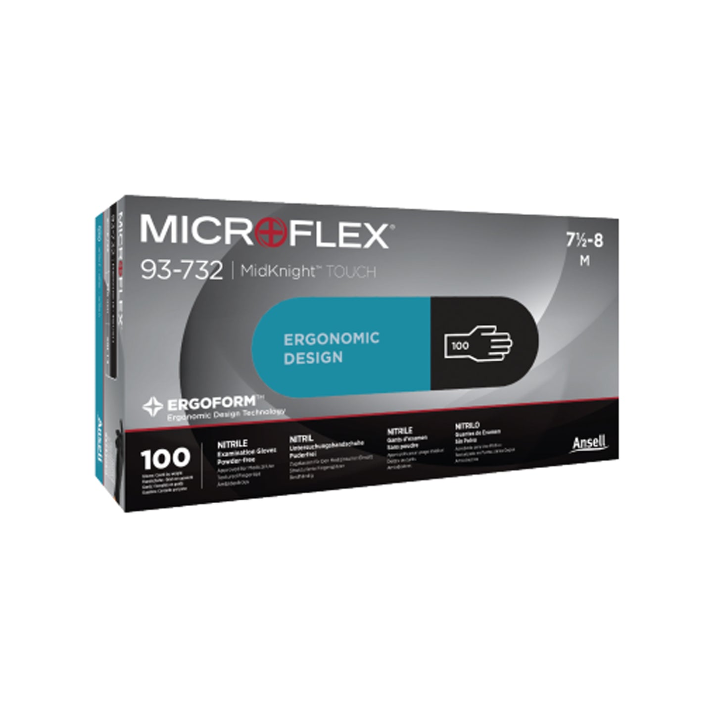 ANSELL MICROFLEX MIDKNIGHT TOUCH NITRILE EXAM GLOVES, 100 per box, 10 boxes per case