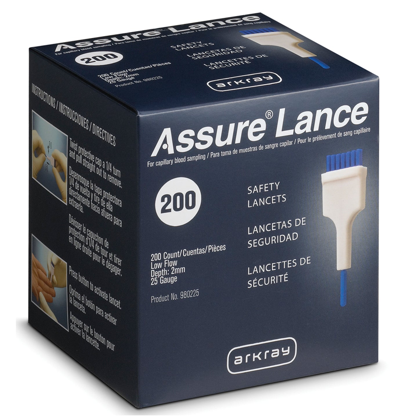 ARKRAY ASSURE LANCE LOW FLOW LANCETS, 200 per box