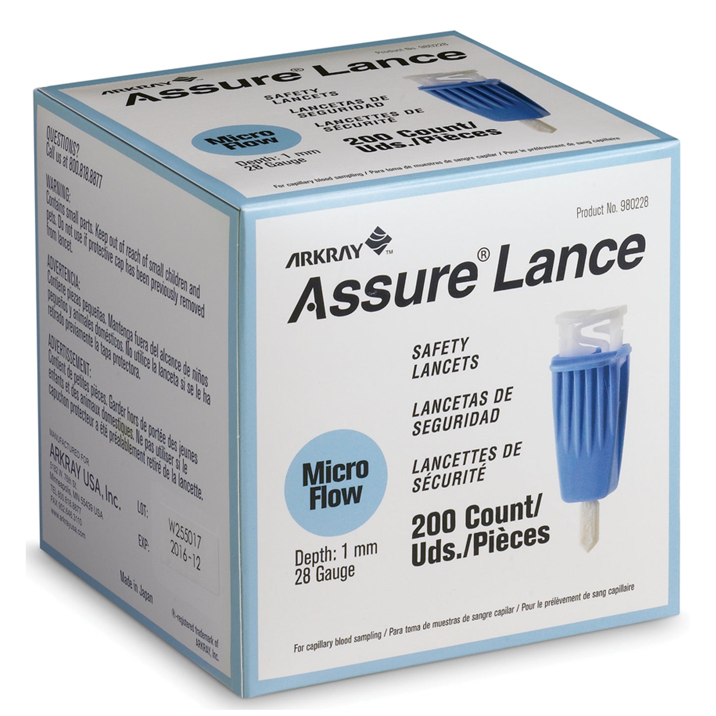 ARKRAY ASSURE LANCE SAFETY LANCETS, 200 per box