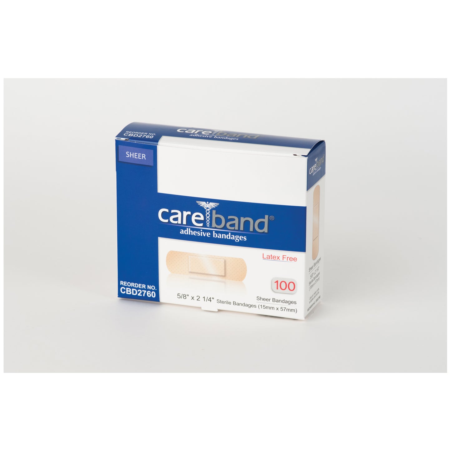 ASO CAREBAND SHEER ADHESIVE STRIP BANDAGES, 100 per box, 24 boxes per case
