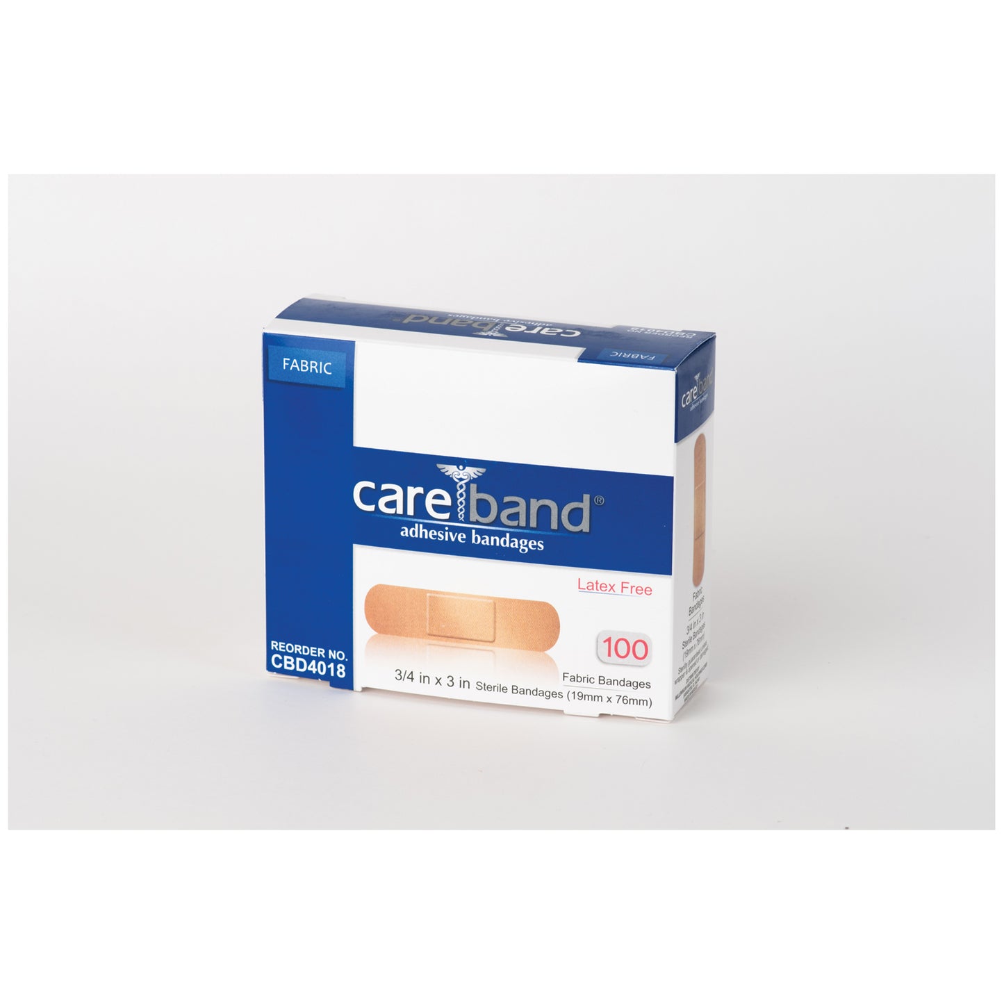 ASO CAREBAND FABRIC ADHESIVE STRIP BANDAGES, 100 per box, 12 boxes per case