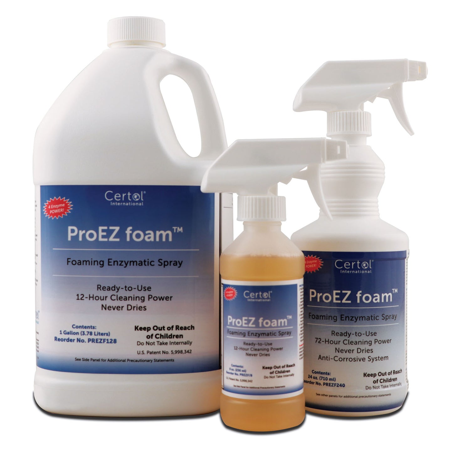 CERTOL PROEZ FOAM FOAMING ENZYMATIC SPRAY, 4 per case
