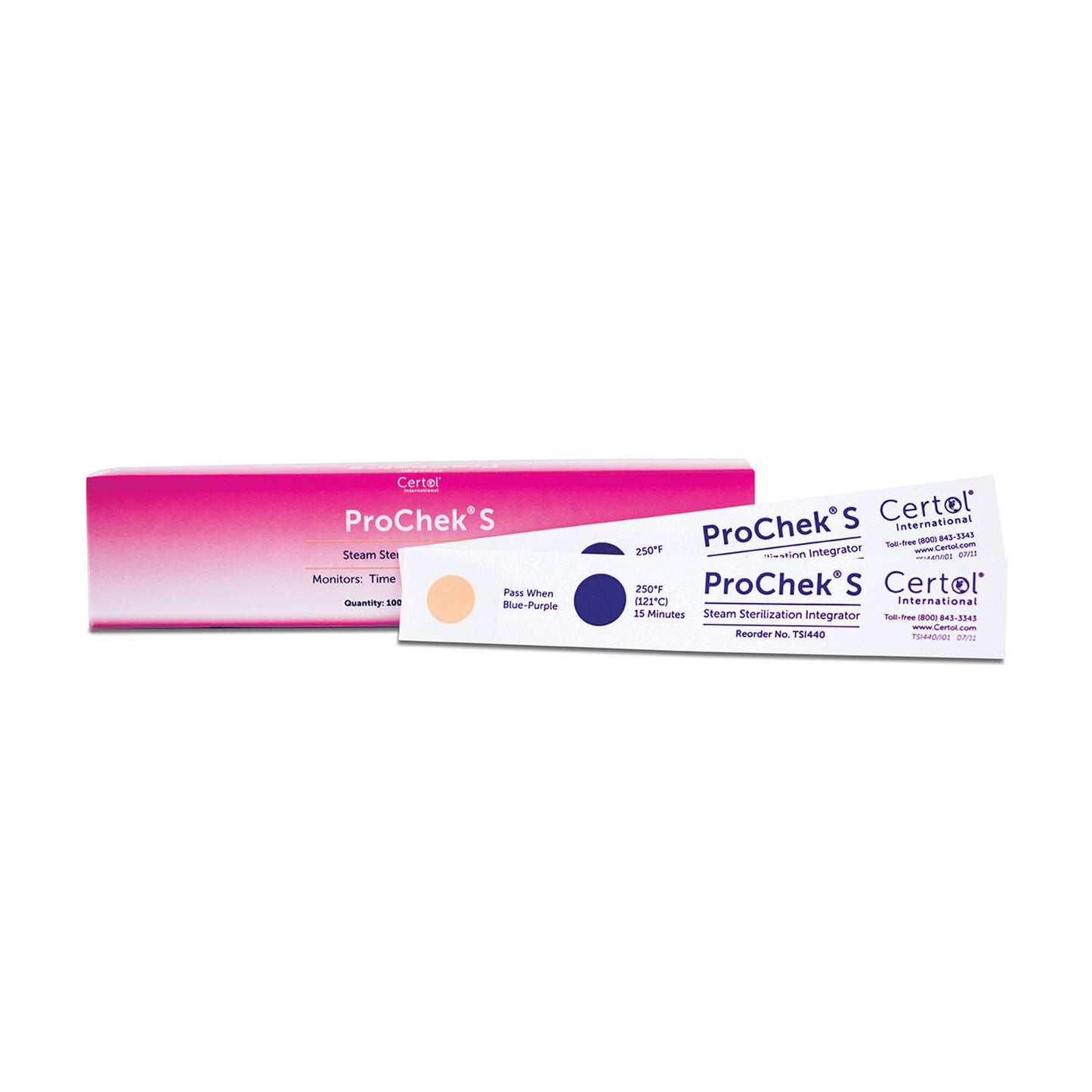 CERTOL PROCHEK S STEAM STERILIZATION INTEGRATORS, 100 per box, 6 boxes per case