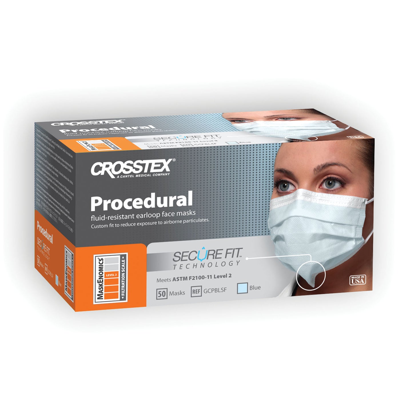 CROSSTEX PROCEDURAL EARLOOP MASK, 50 per box, 10 boxes per carton