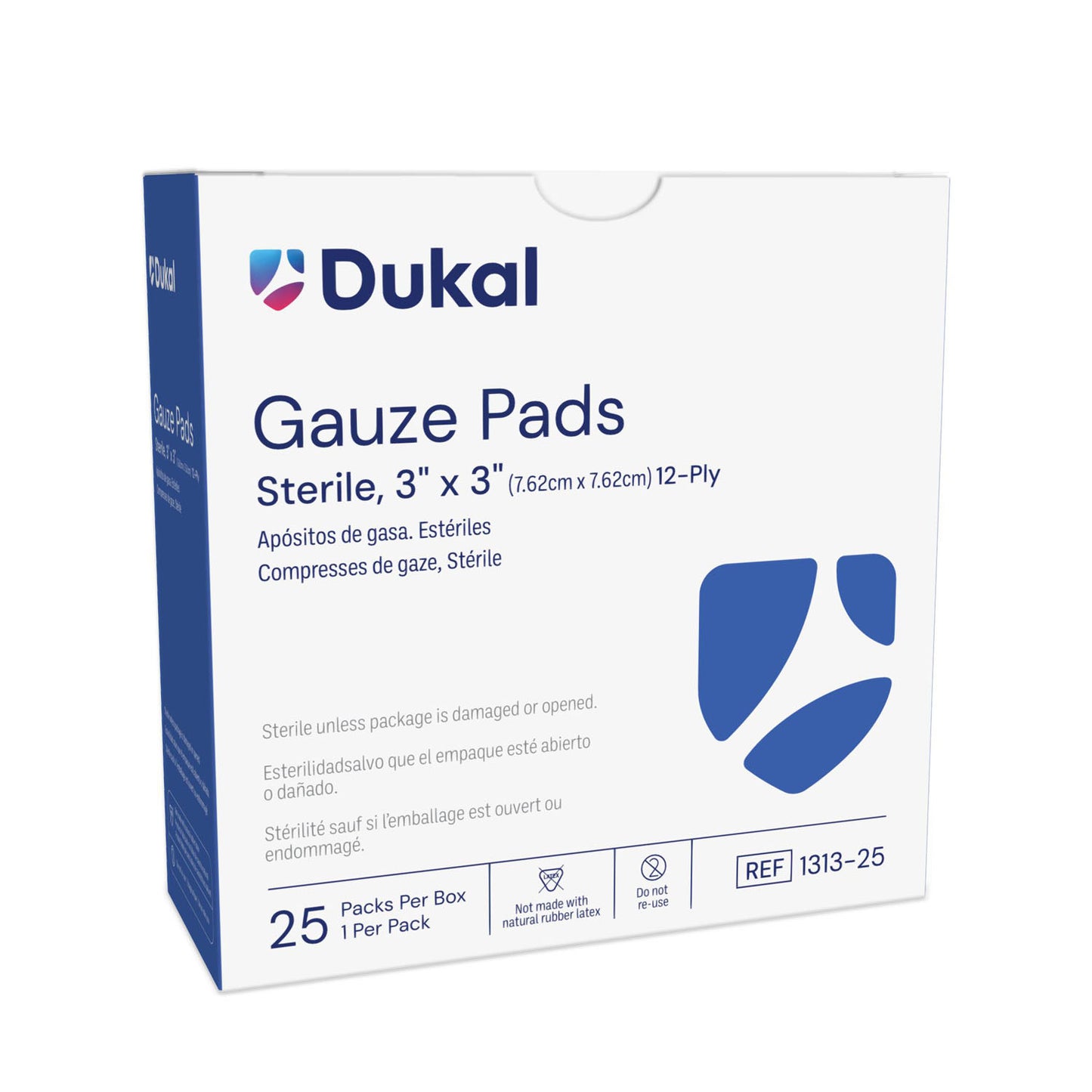 DUKAL GAUZE PADS, 1 per pack, 25 packs per box, 24 boxes per case