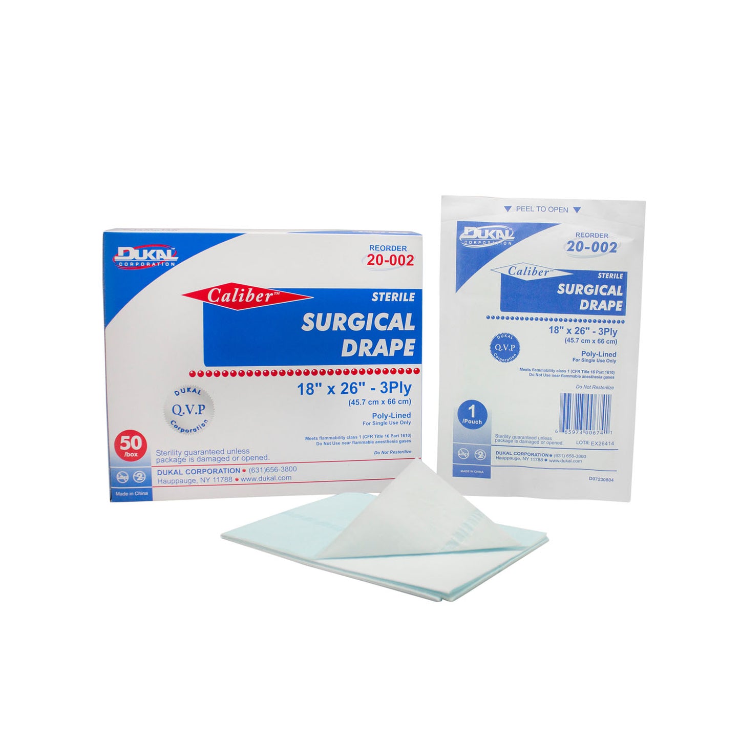 DUKAL SURGICAL DRAPES, 1 per pack, 50 packs per box, 6 boxes per case