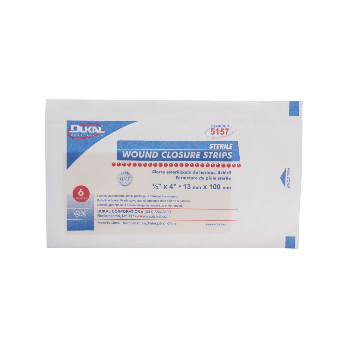 DUKAL WOUND CLOSURE STRIPS, 6 per pack, 50 packs per box, 4 boxes per case