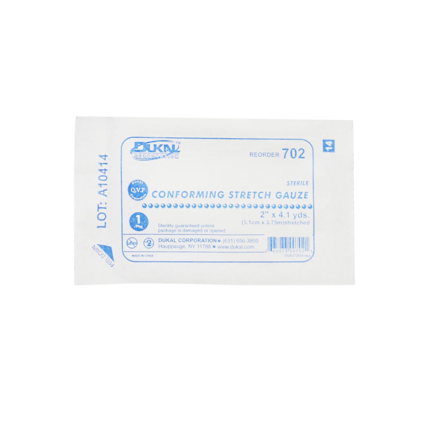DUKAL CONFORMING STRETCH GAUZE, 1 per pack, 12 packs per box, 8 boxes per case