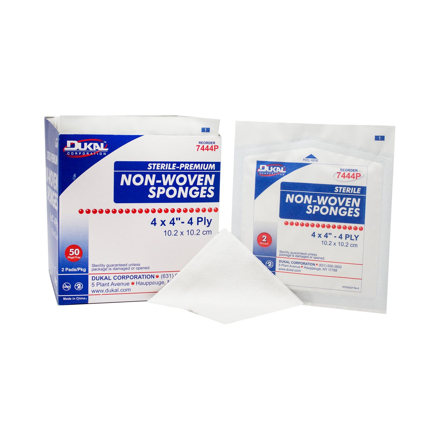 DUKAL PREMIUM NON-WOVEN SPONGES, 2 per pack, 50 packs per box, 12 boxes per case