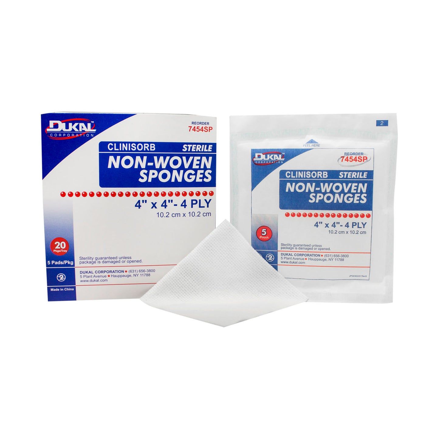 DUKAL CLINISORB NON-WOVEN SPONGES, 20 packs per box, 80 boxes per case