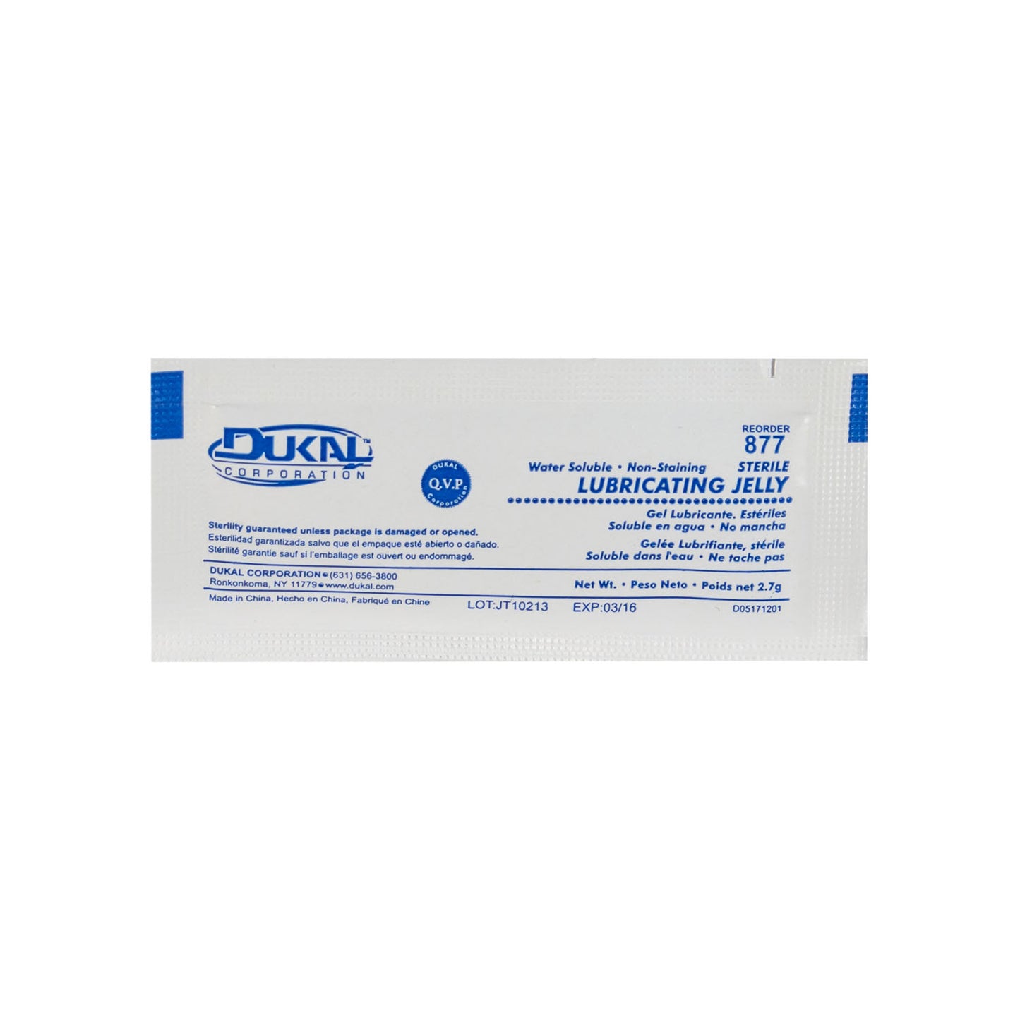 DUKAL LUBRICATING JELLY, 144 per box, 12 boxes per case