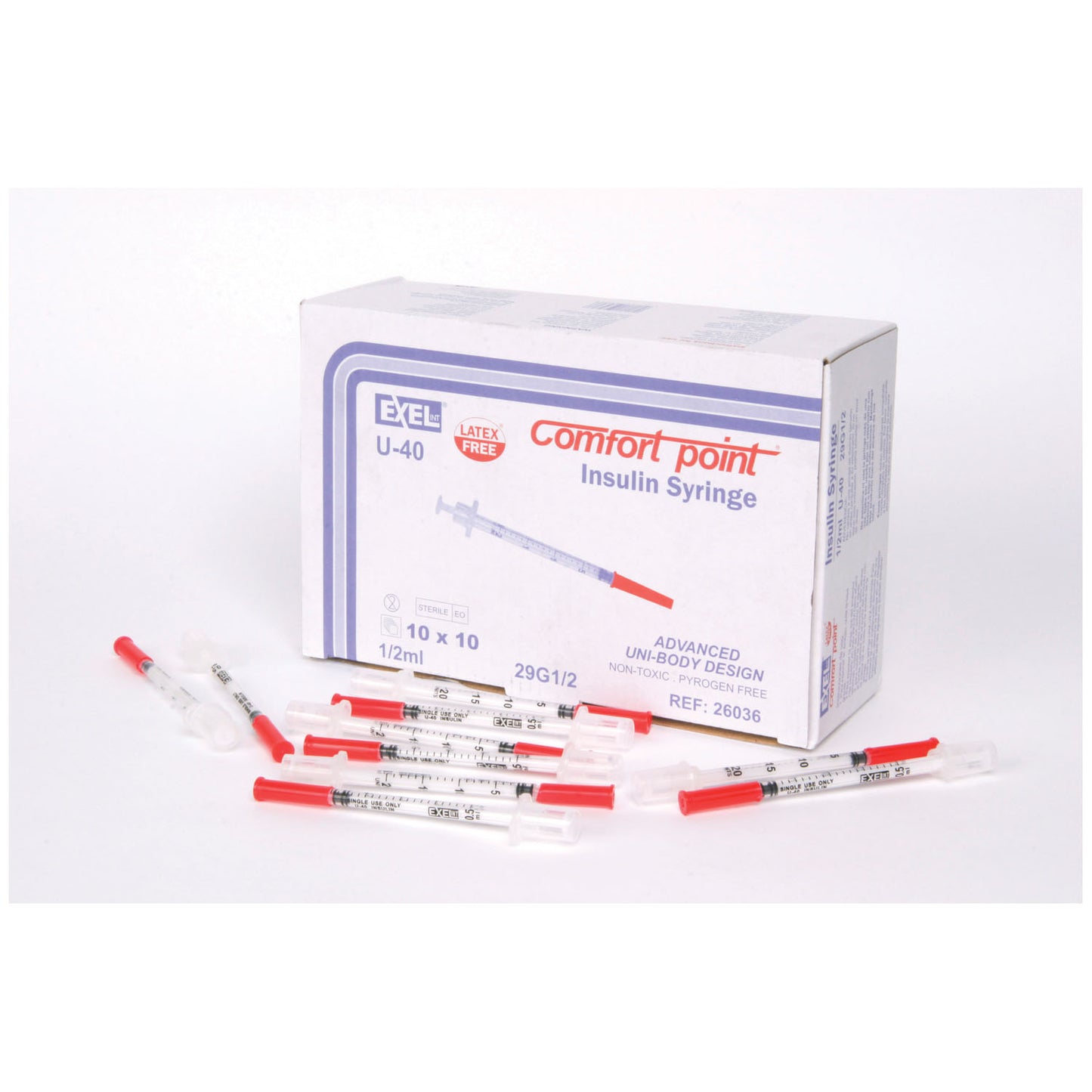 EXEL VETERINARY U-40 INSULIN SYRINGE, 100 per box, 5 boxes per case