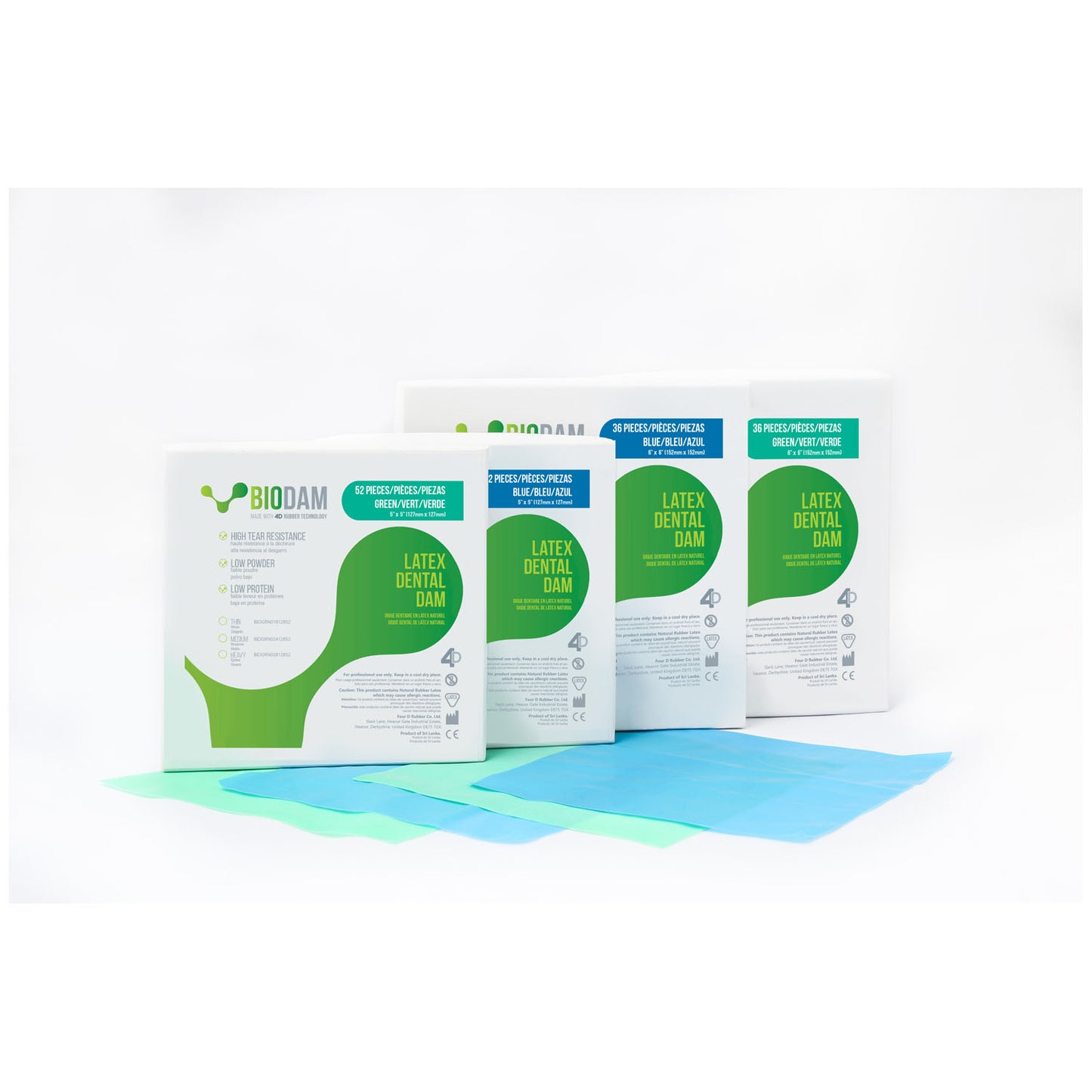 FOUR D RUBBER BIODAM LATEX DENTAL DAM