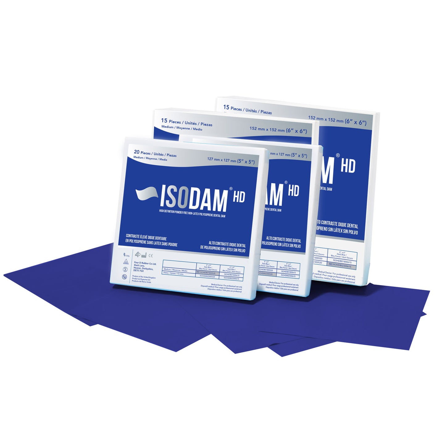 FOUR D RUBBER ISODAM HD ROYAL BLUE POLYISOPRENE DENTAL DAM