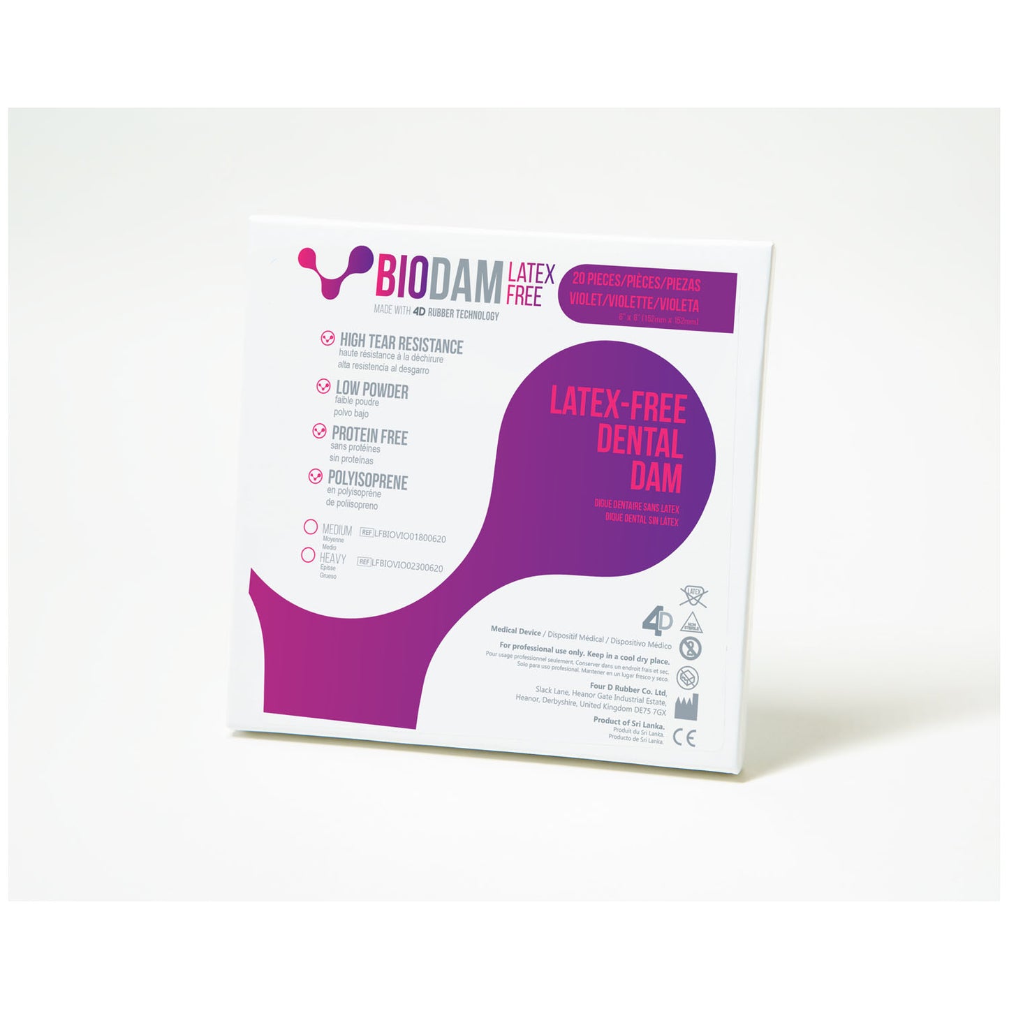 FOUR D RUBBER BIODAM LATEX FREE DENTAL DAM