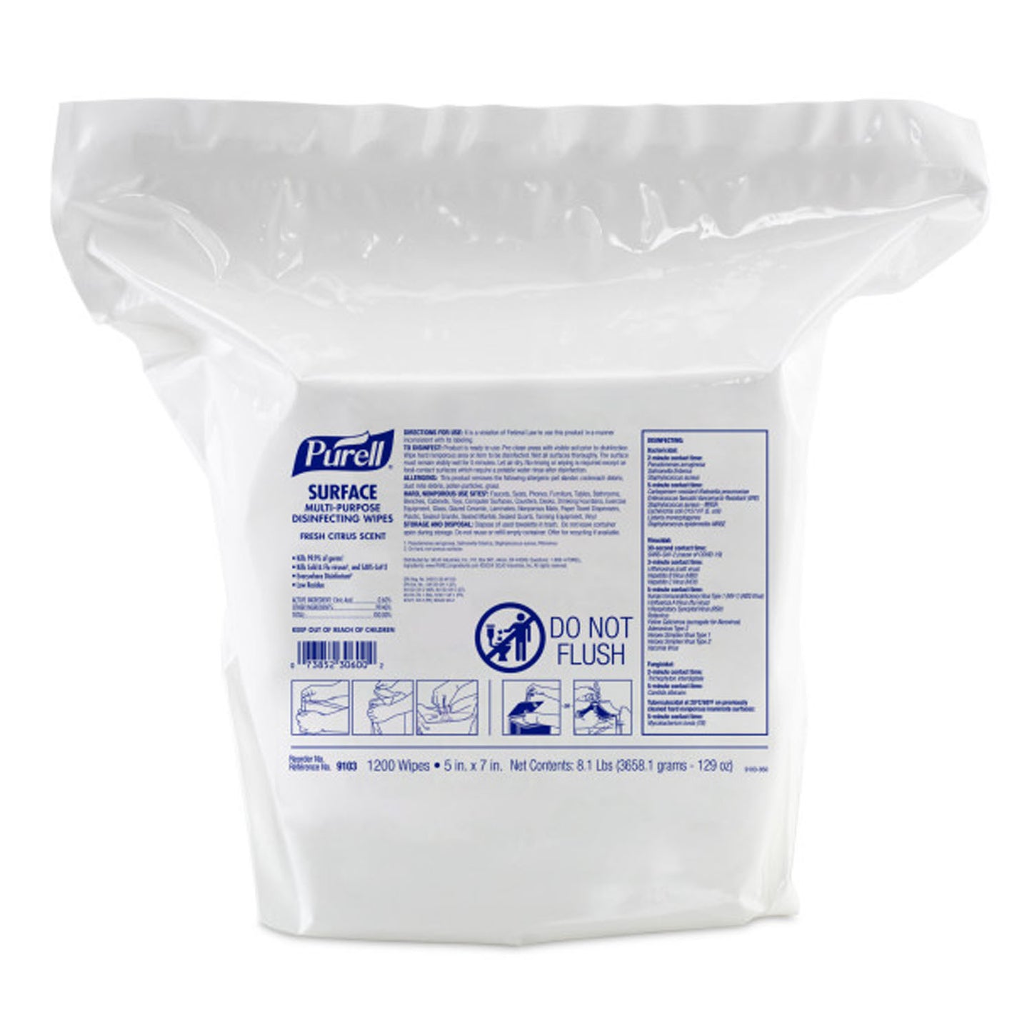 GOJO PURELL MULTIPURPOSE SURFACE DISINFECTANT WIPES, 2 packs per case