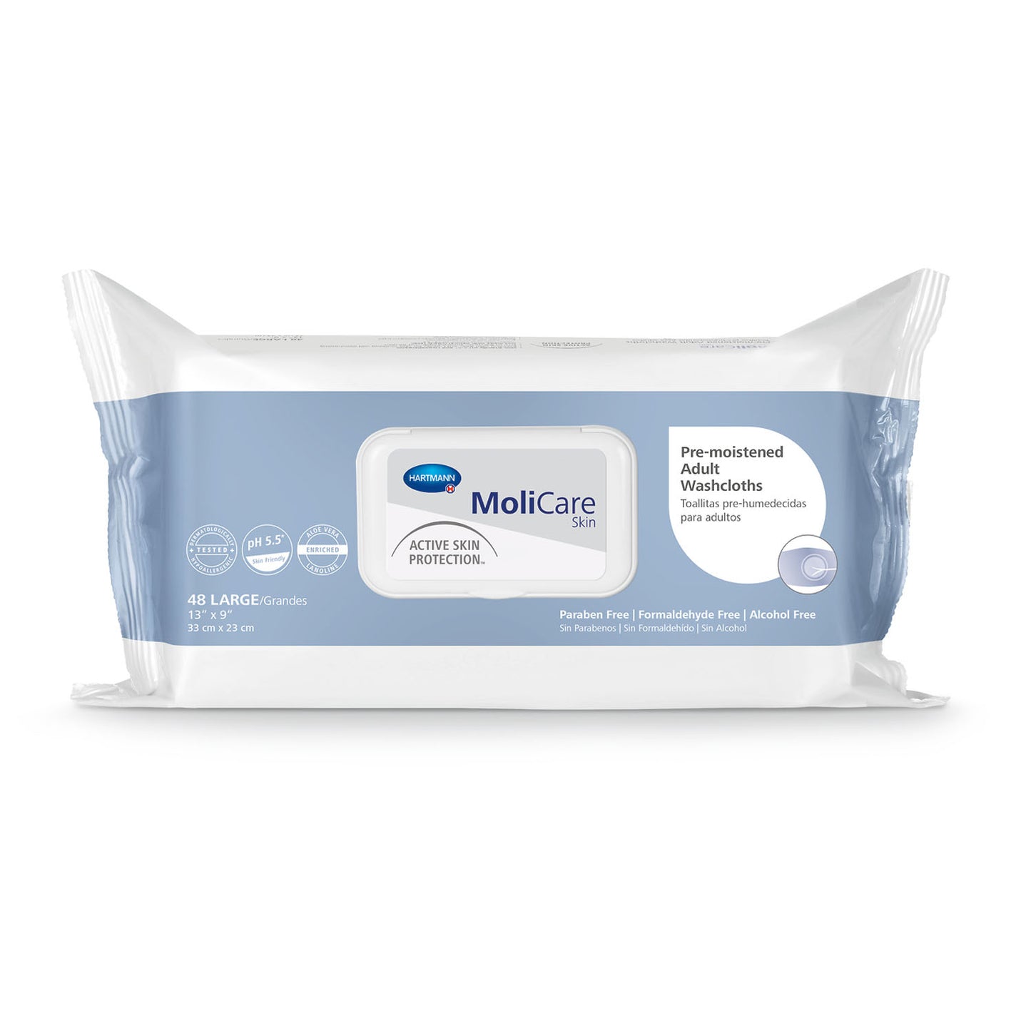 HARTMANN USA MOLICARE PREMOISTENED CLEANSING WASHCLOTHS, 48 per pack, 12 packs per case