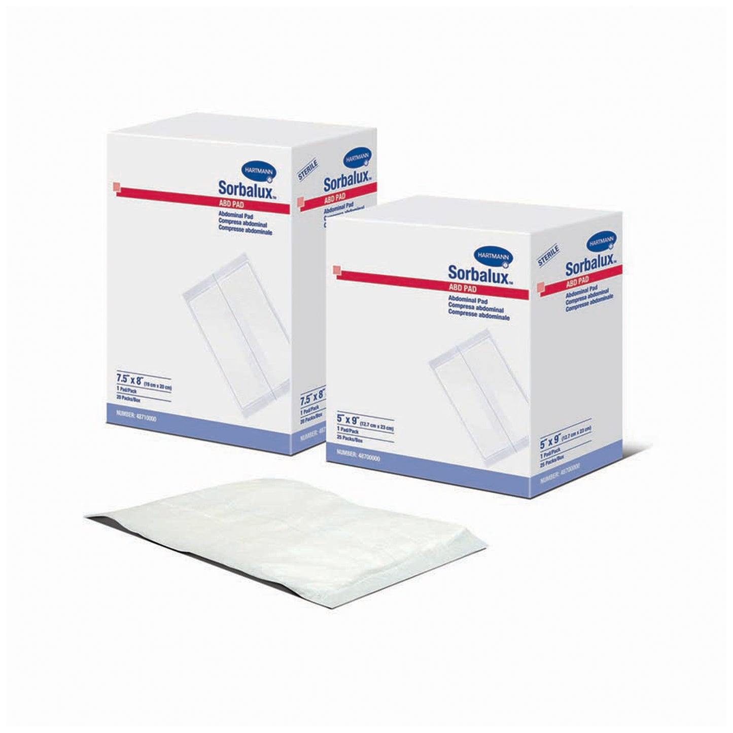 HARTMANN USA SORBALUX ABD PADS, 25 per box, 16 boxes per case