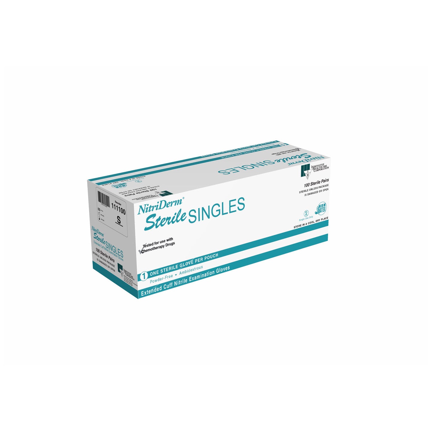INNOVATIVE NITRIDERM STERILE POWDER-FREE NITRILE EXAM GLOVES, 100 per box, 4 boxes per case