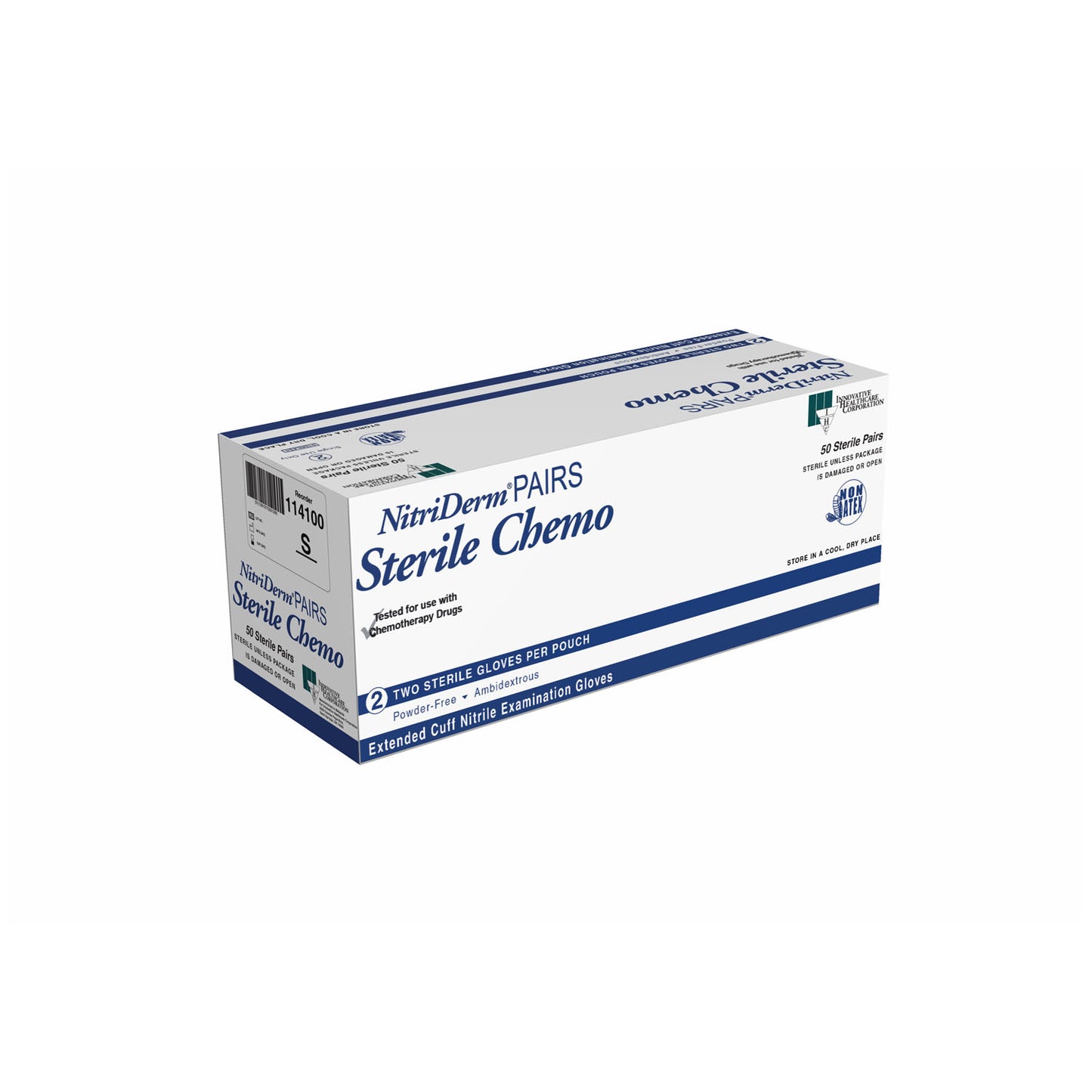 INNOVATIVE NITRIDERM NITRILE SYNTHETIC POWDER-FREE STERILE EXAM GLOVES, 50 pairs per box, 4 boxes per case