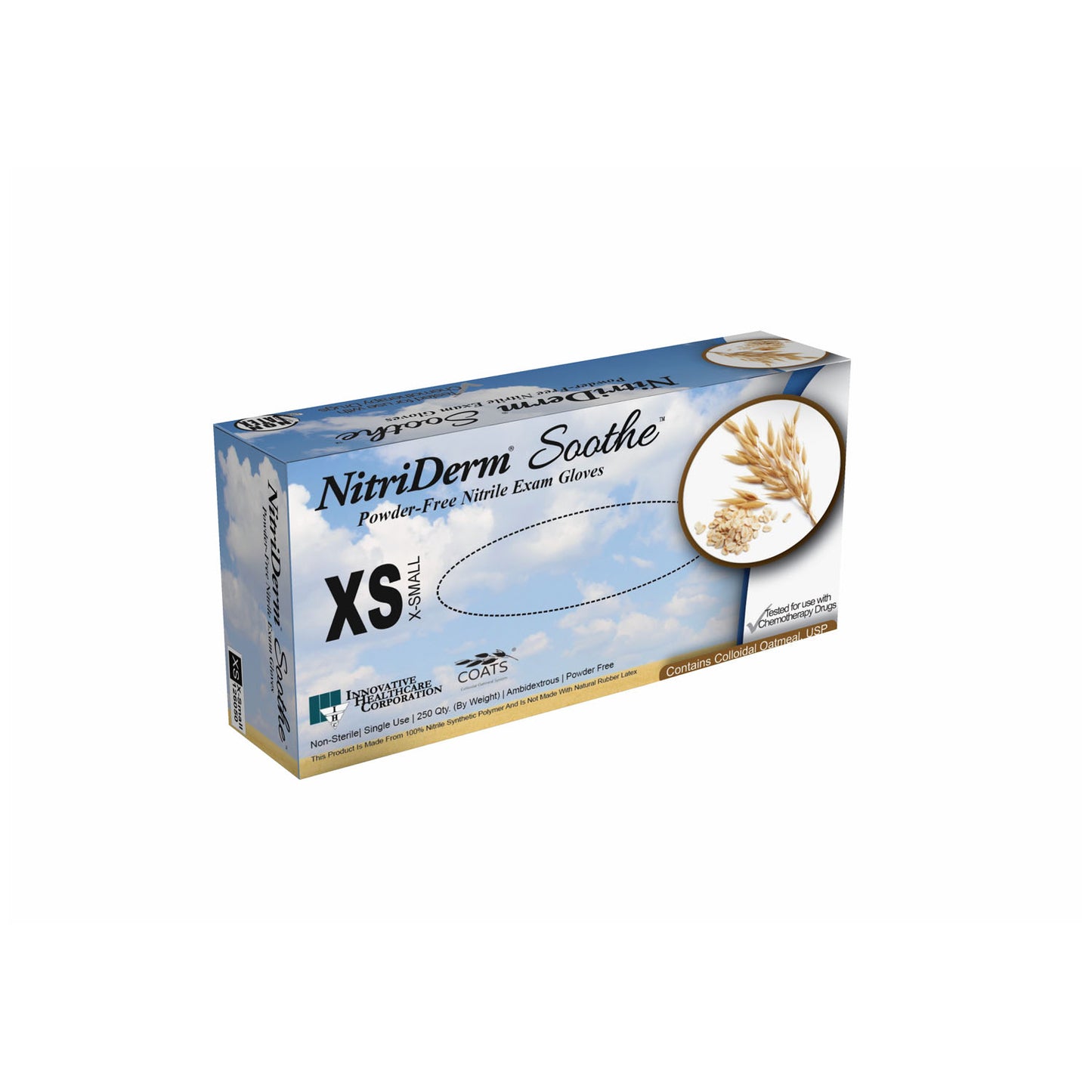 INNOVATIVE NITRIDERM SOOTHE NITRILE EXAM GLOVES, 250 per box, 10 boxes per case