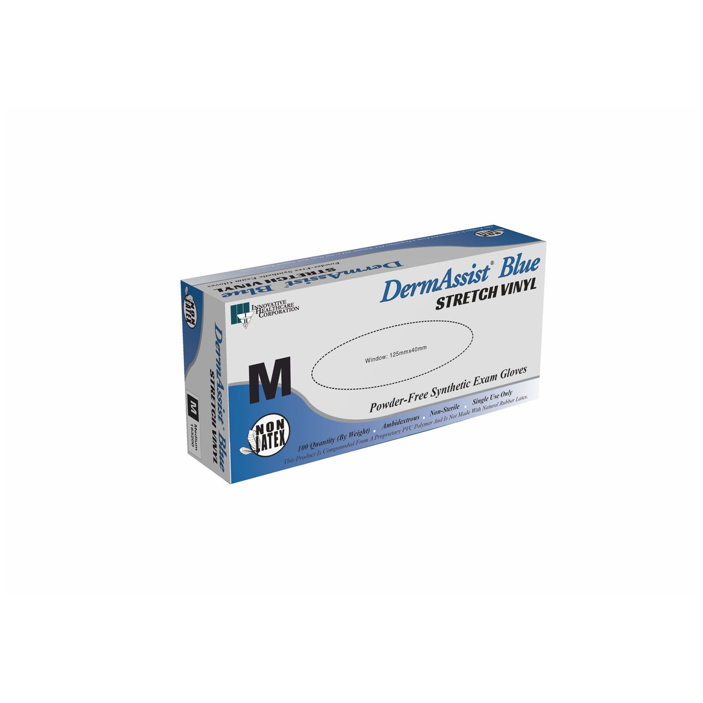 INNOVATIVE DERMASSIST STRETCH VINYL EXAM GLOVES, 100 per box, 10 boxes per case