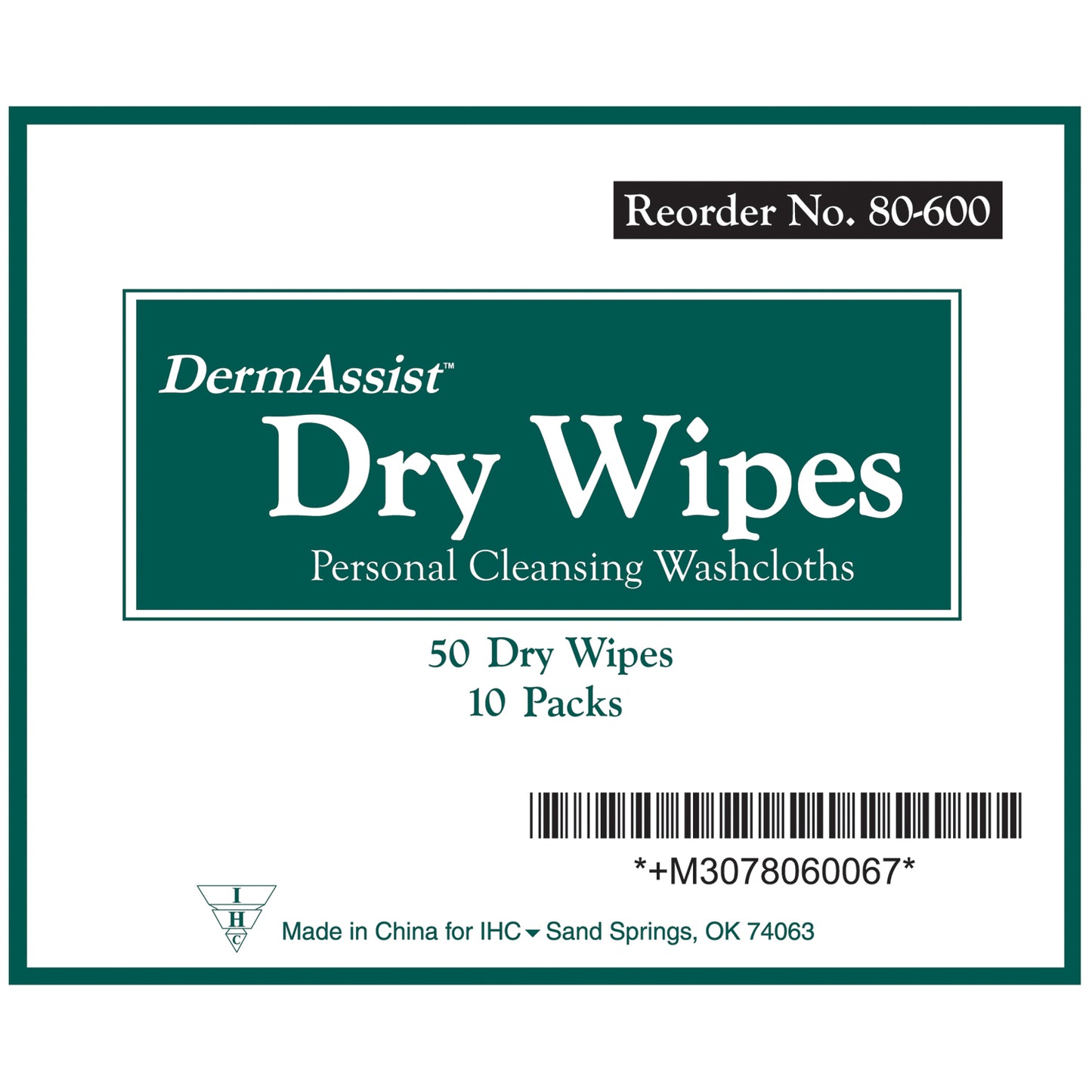 INNOVATIVE DERMASSIST DRY WIPES, 10 packs per case