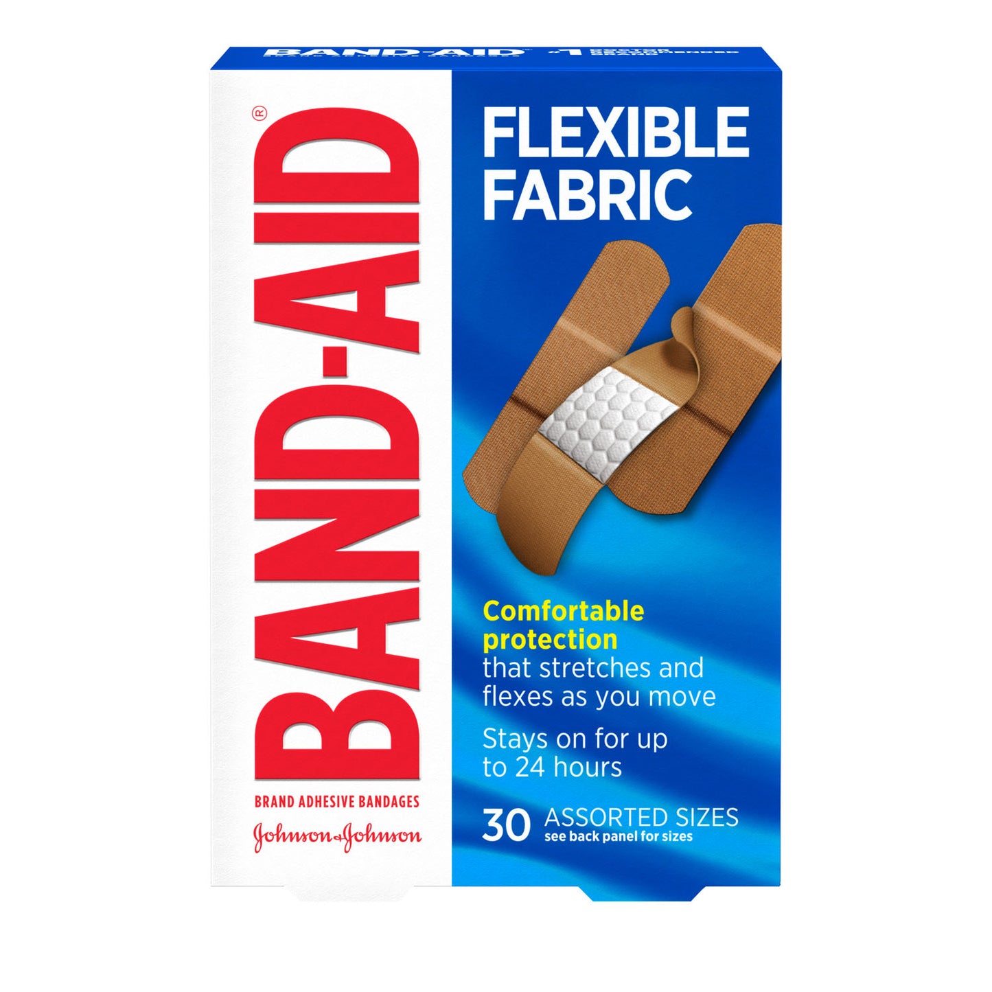 KENVUE BAND-AID FLEXIBLE FABRIC ADHESIVE BANDAGES, 30 per box, 24 boxes per case