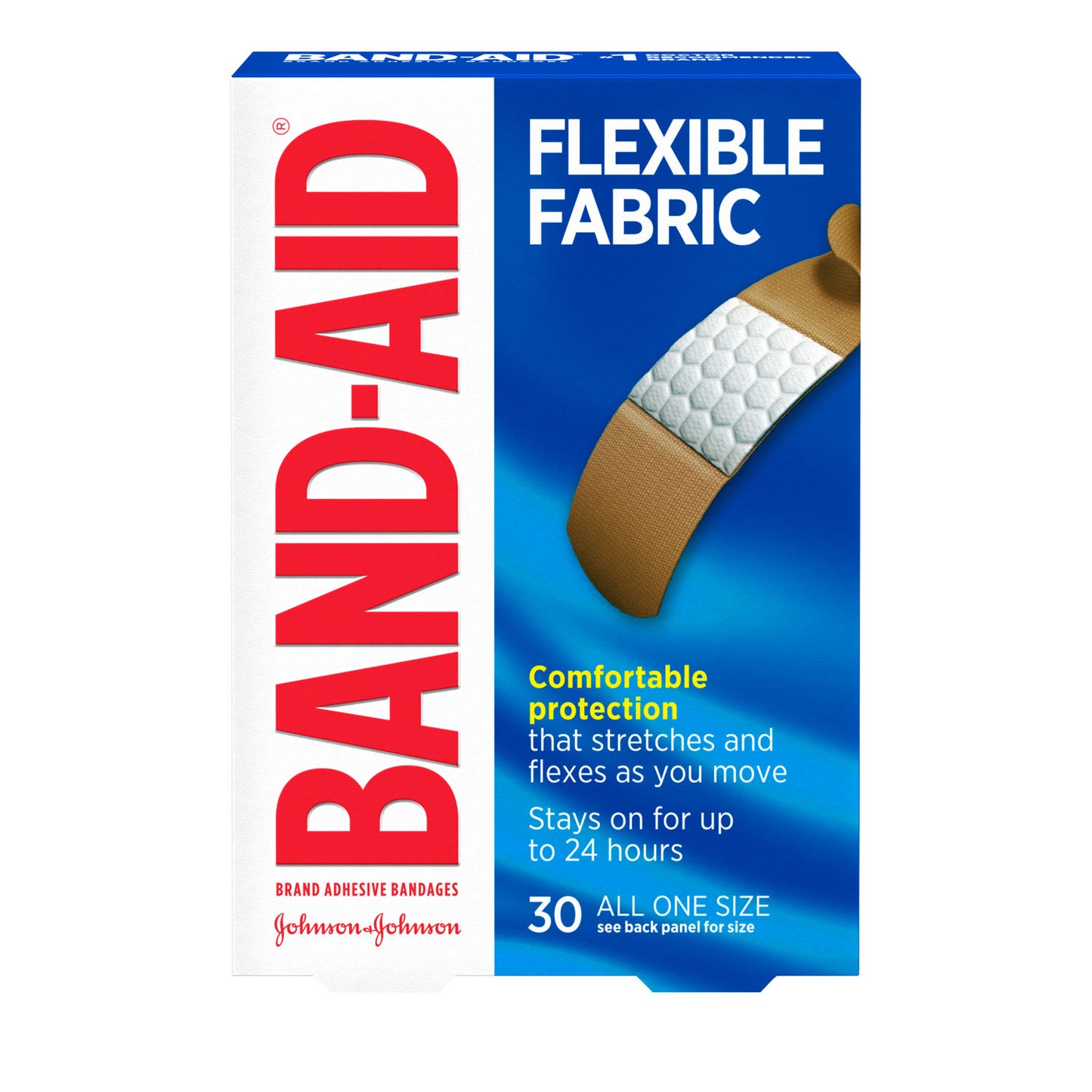 KENVUE BAND-AID FLEXIBLE FABRIC ADHESIVE BANDAGES, 30 per box, 24 boxes per case
