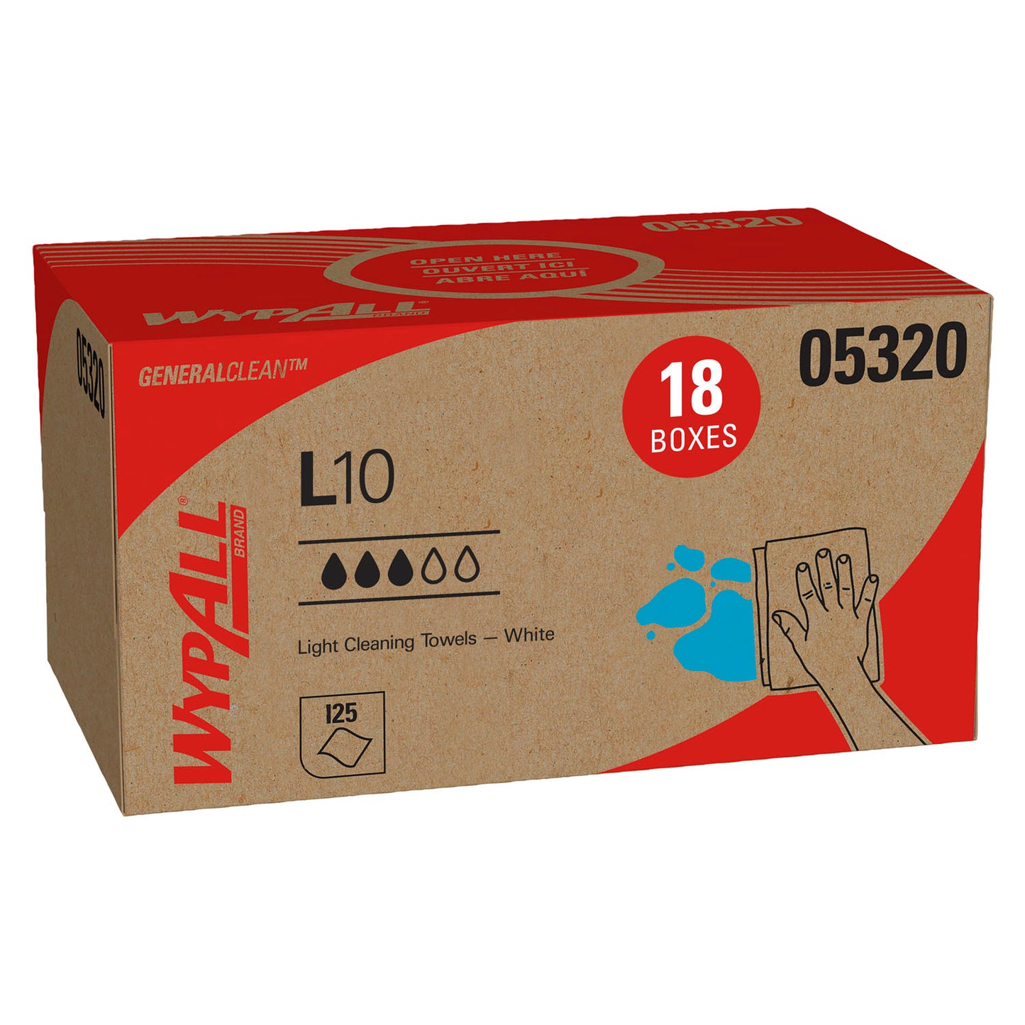 KIMBERLY-CLARK UTILITY WIPES, 125 per box, 18 boxes per case
