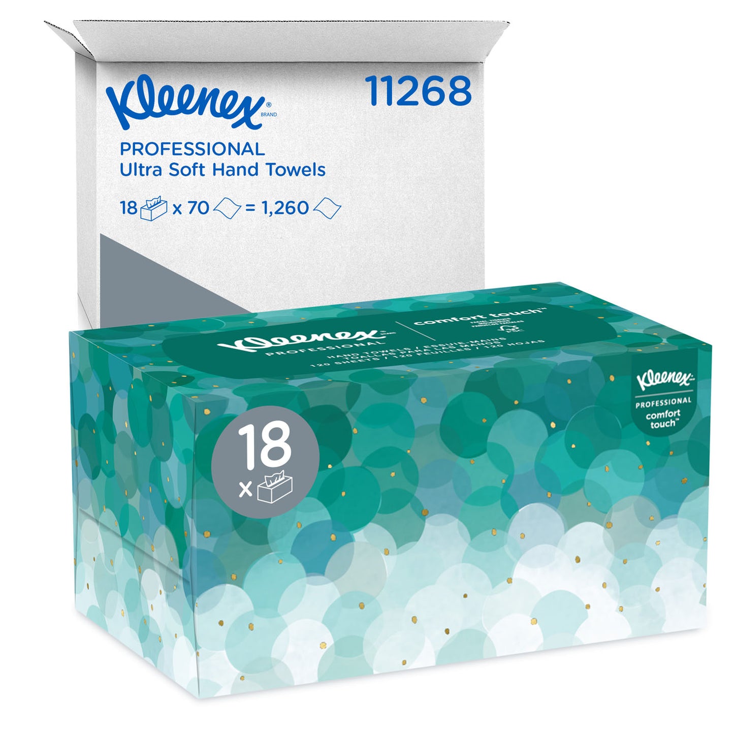 KIMBERLY-CLARK KLEENEX HAND TOWELS, 18 boxes per case