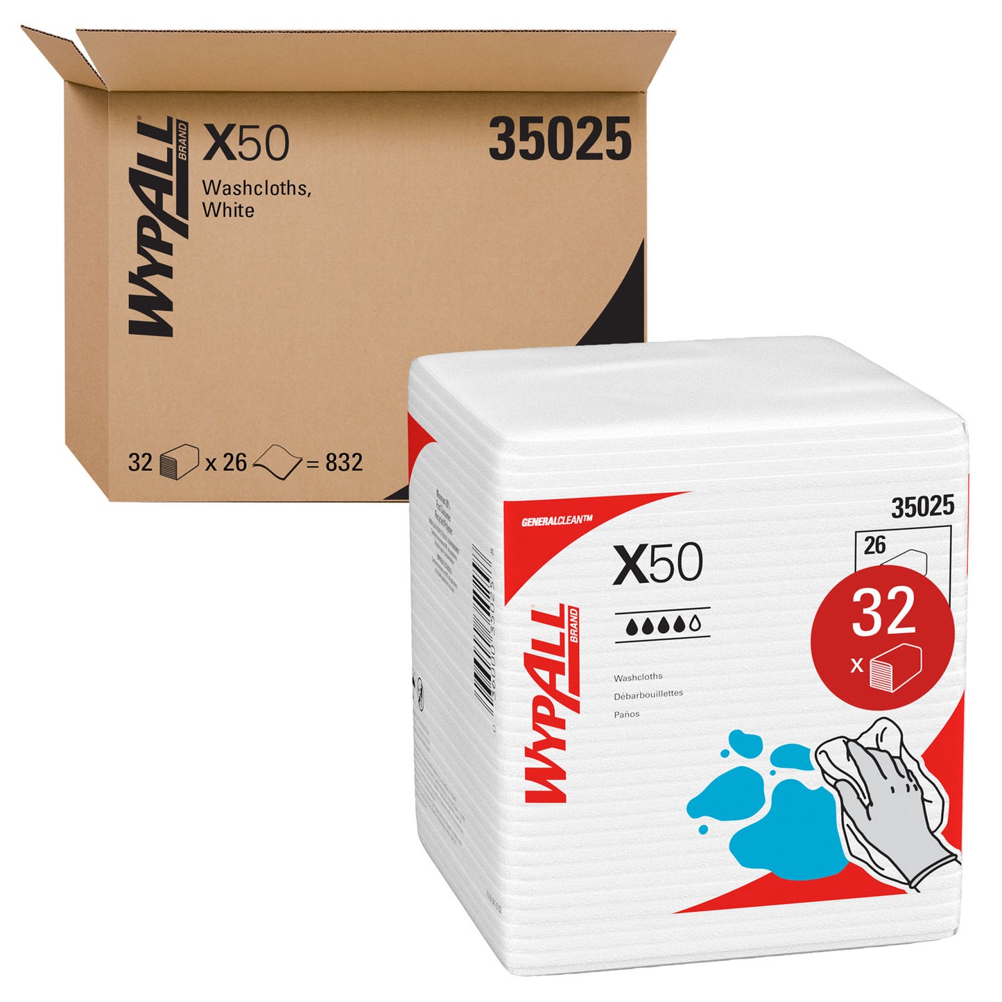 KIMBERLY-CLARK WYPALL WIPERS, 26 per pack, 32 packs per case
