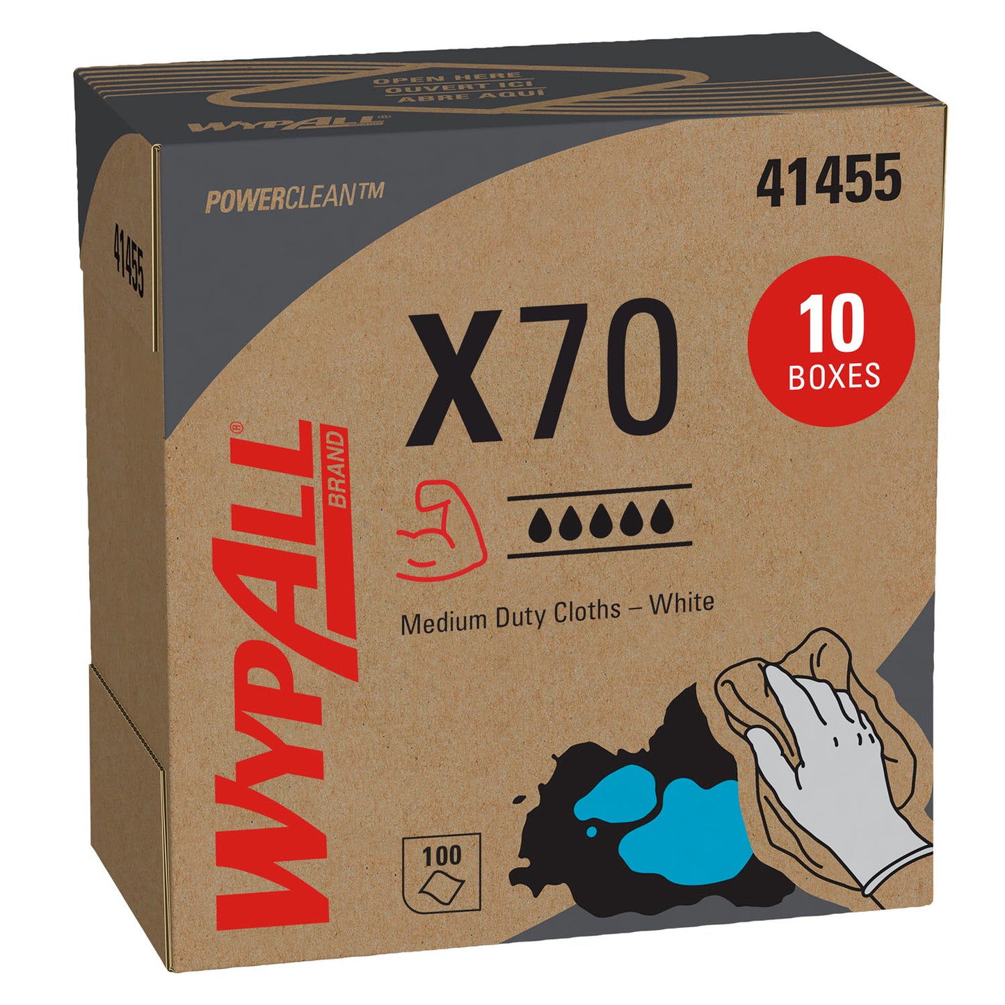 KIMBERLY-CLARK WYPALL CLOTHS, 100 per box, 10 boxes per case