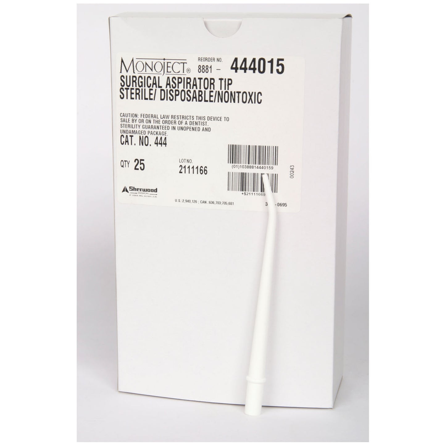 CARDINAL HEALTH MONOJECT 444 SURGICAL ASPIRATION TIP, 25 per box, 4 boxes per case