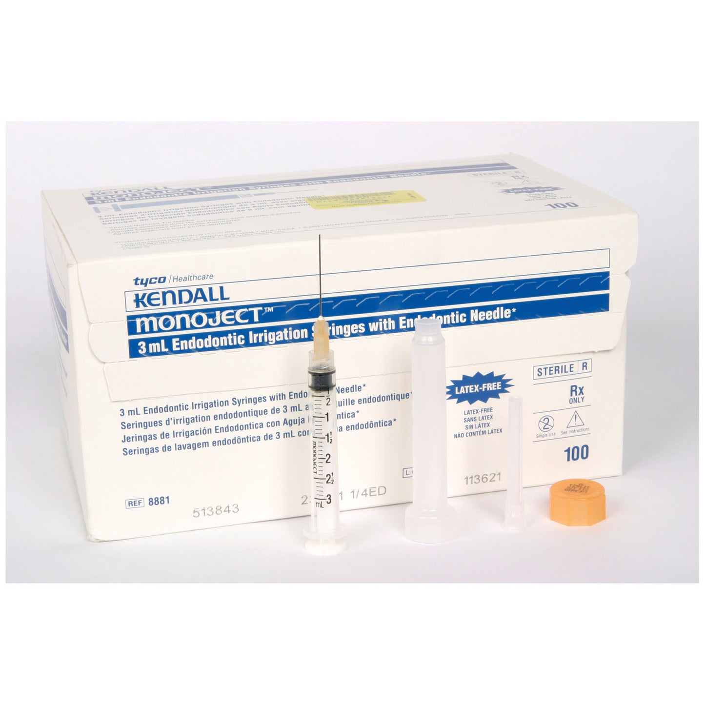 CARDINAL HEALTH MONOJECT 513 ED ENDODONTIC IRRIGATION SYRINGE, 100 per box, 10 boxes per case