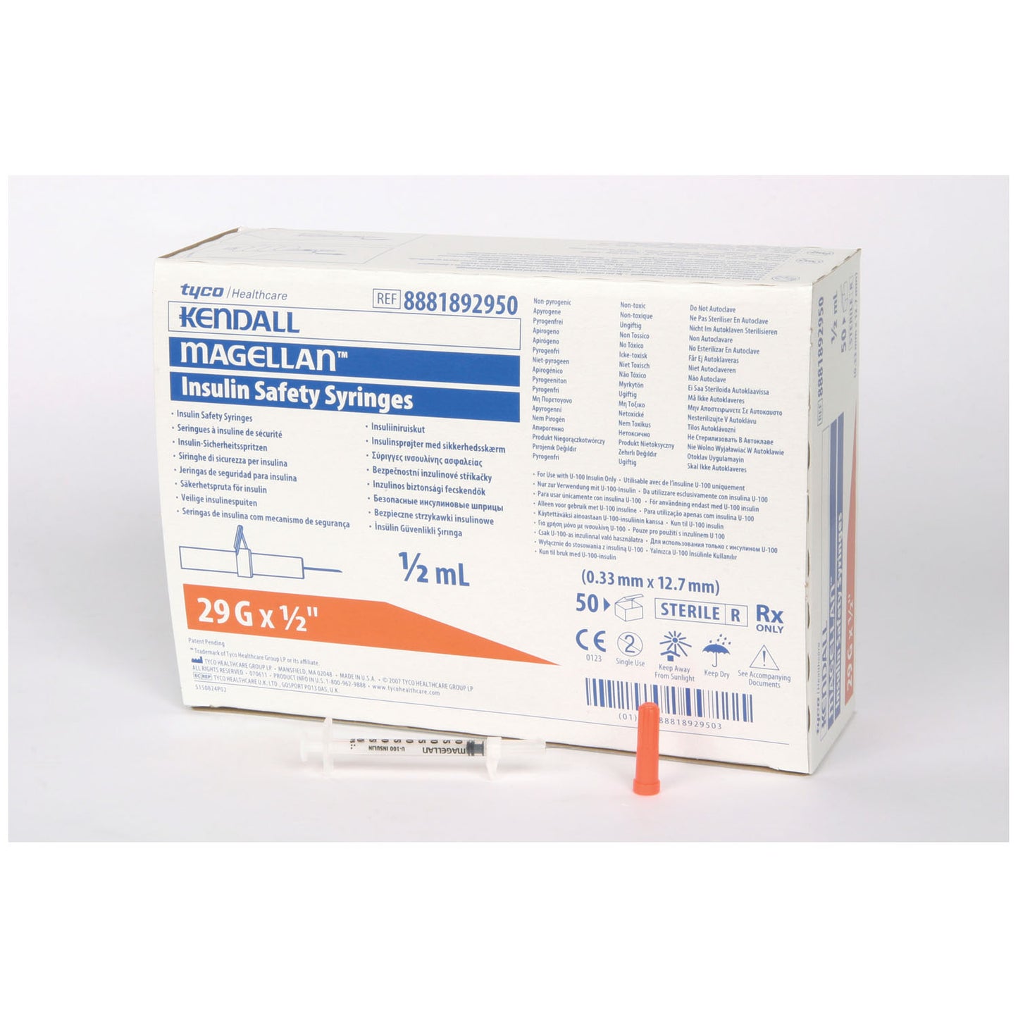 CARDINAL HEALTH MAGELLAN INSULIN & TB SAFETY SYRINGE, 50 per box, 10 boxes per case