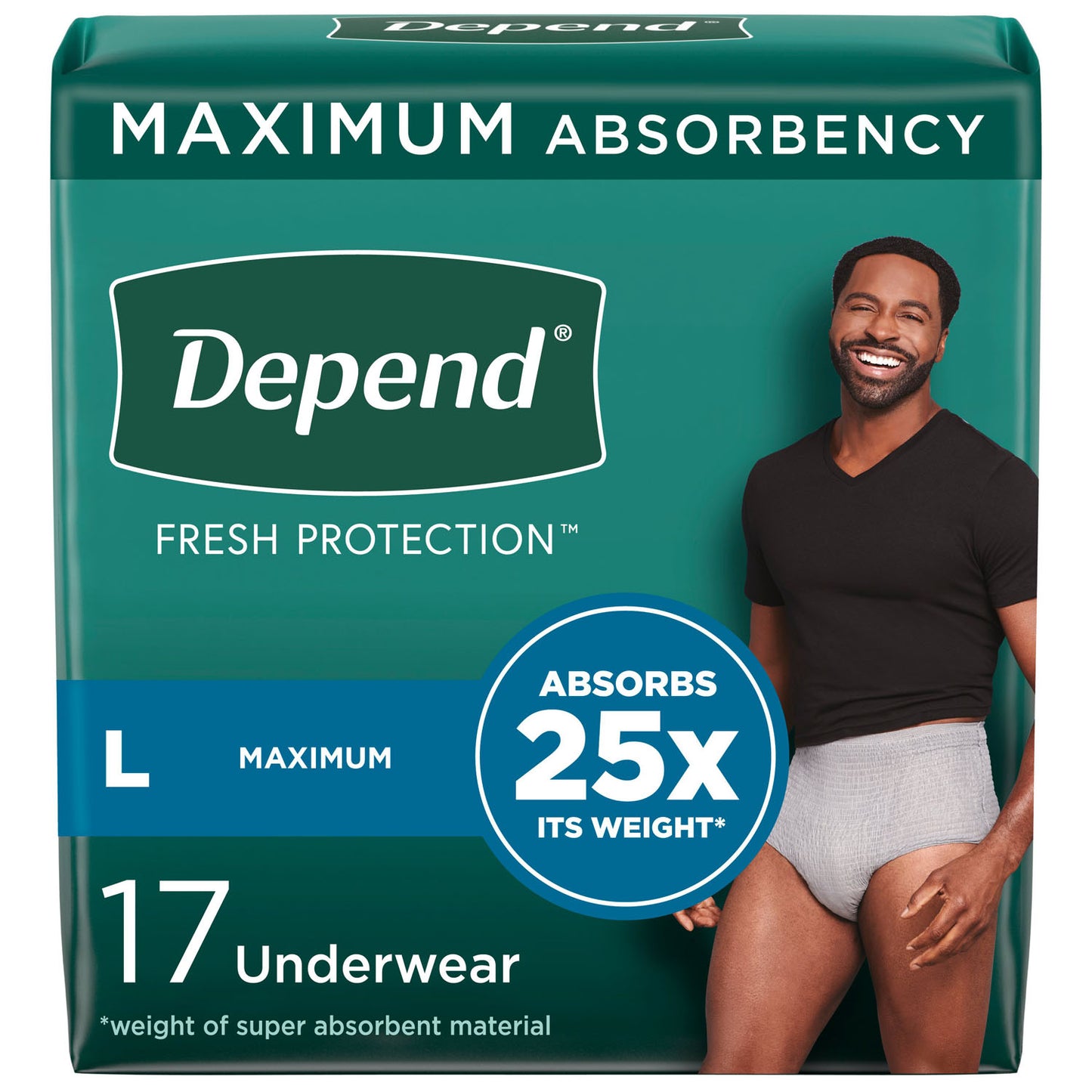 KIMBERLY-CLARK DEPEND PROTECTIVE UNDERWEAR, 17 per pack, 2 packs per case