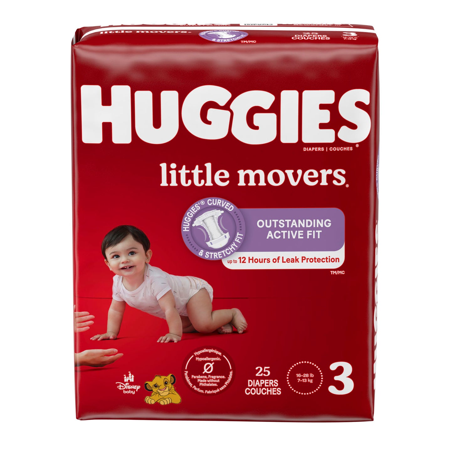 KIMBERLY-CLARK HUGGIES LITTLE MOVERS DIAPERS, 25 per pack, 4 packs per case