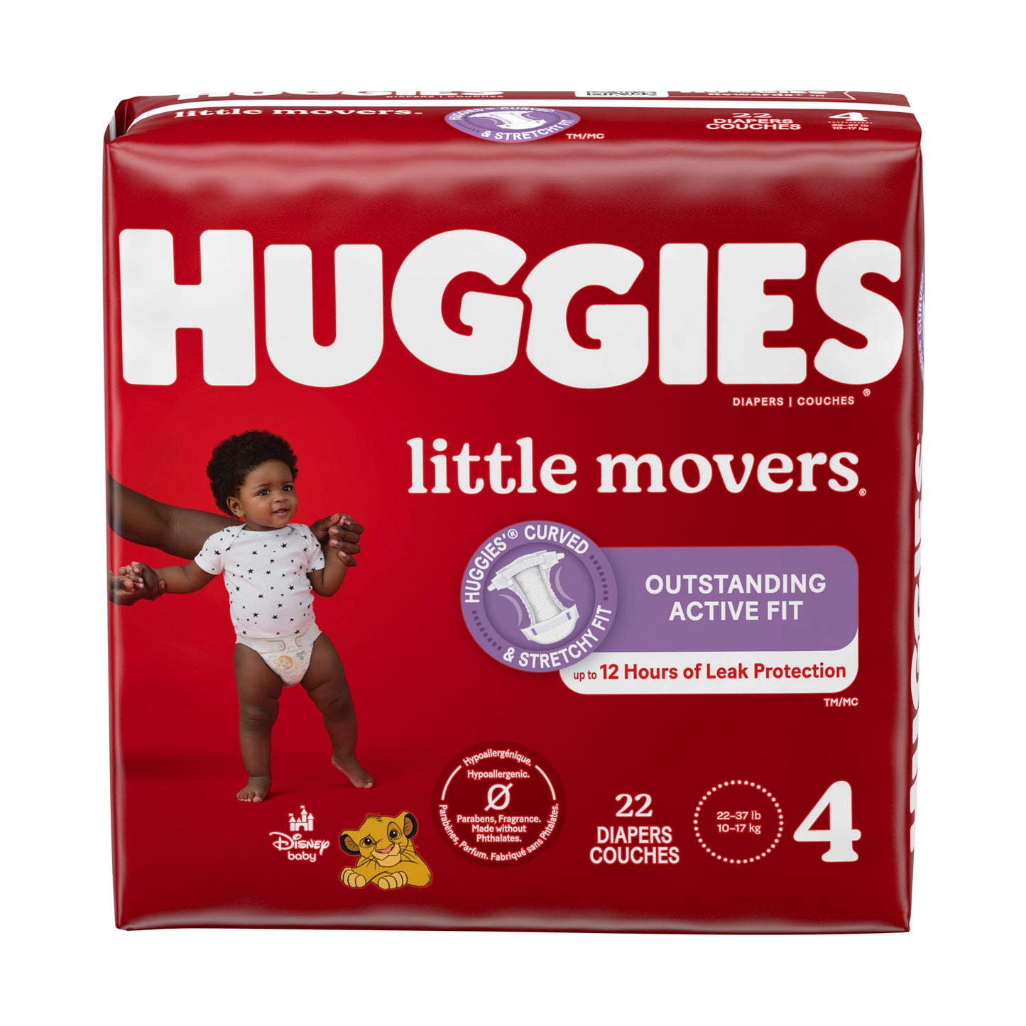 KIMBERLY-CLARK HUGGIES LITTLE MOVERS DIAPERS, 22 per pack, 4 packs per case