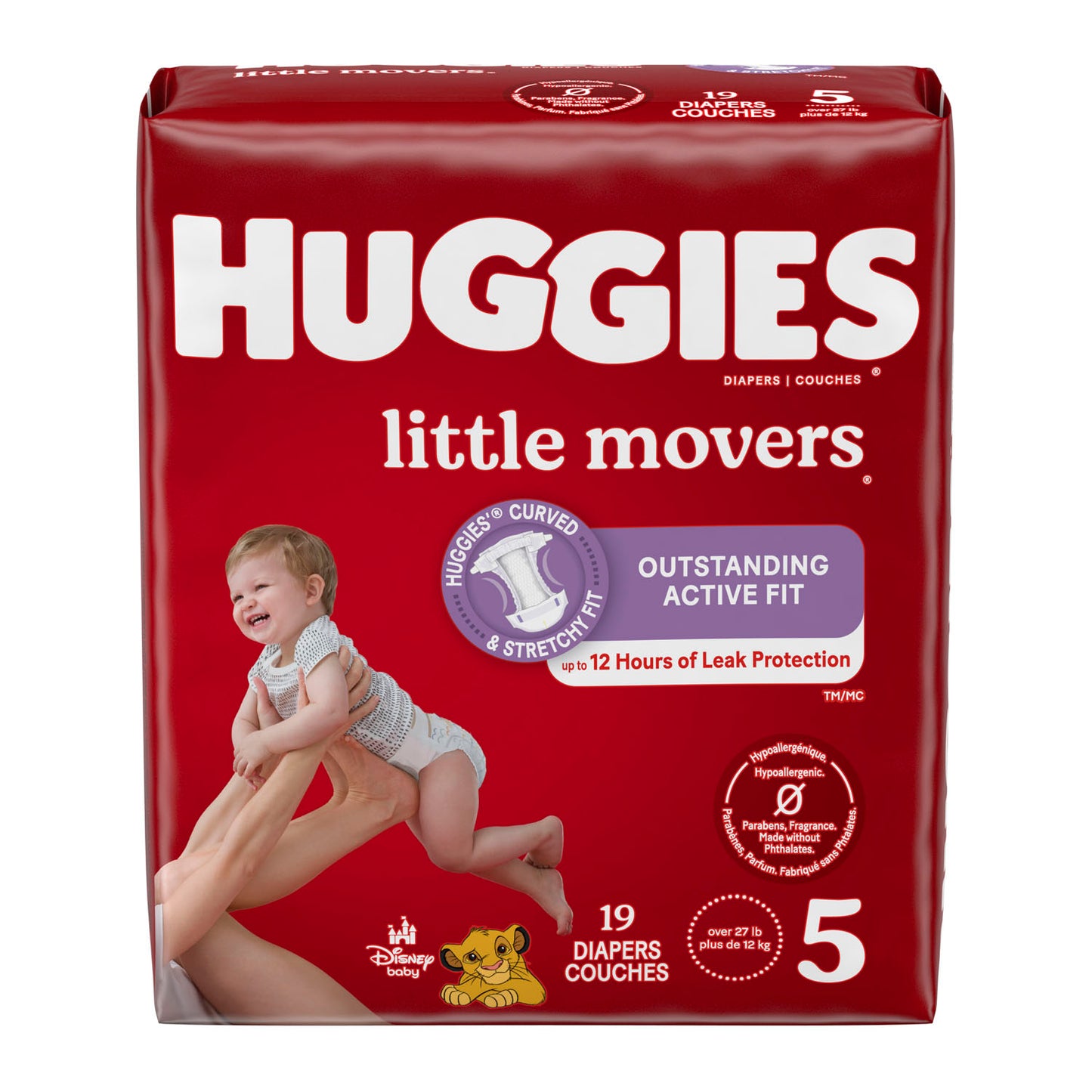 KIMBERLY-CLARK HUGGIES LITTLE MOVERS DIAPERS, 19 per pack, 4 packs per case