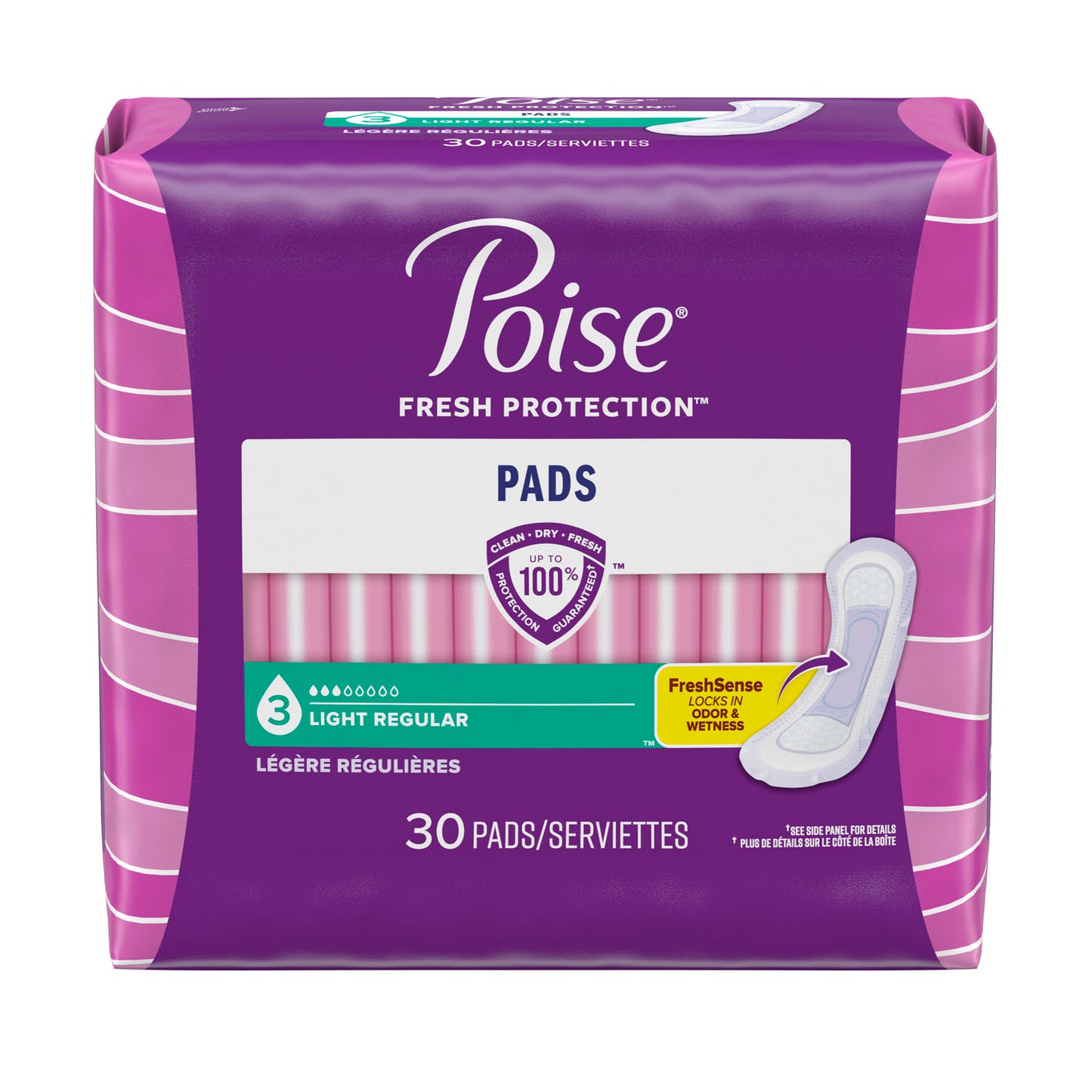 KIMBERLY-CLARK POISE PADS, 30 per pack, 4 packs per case