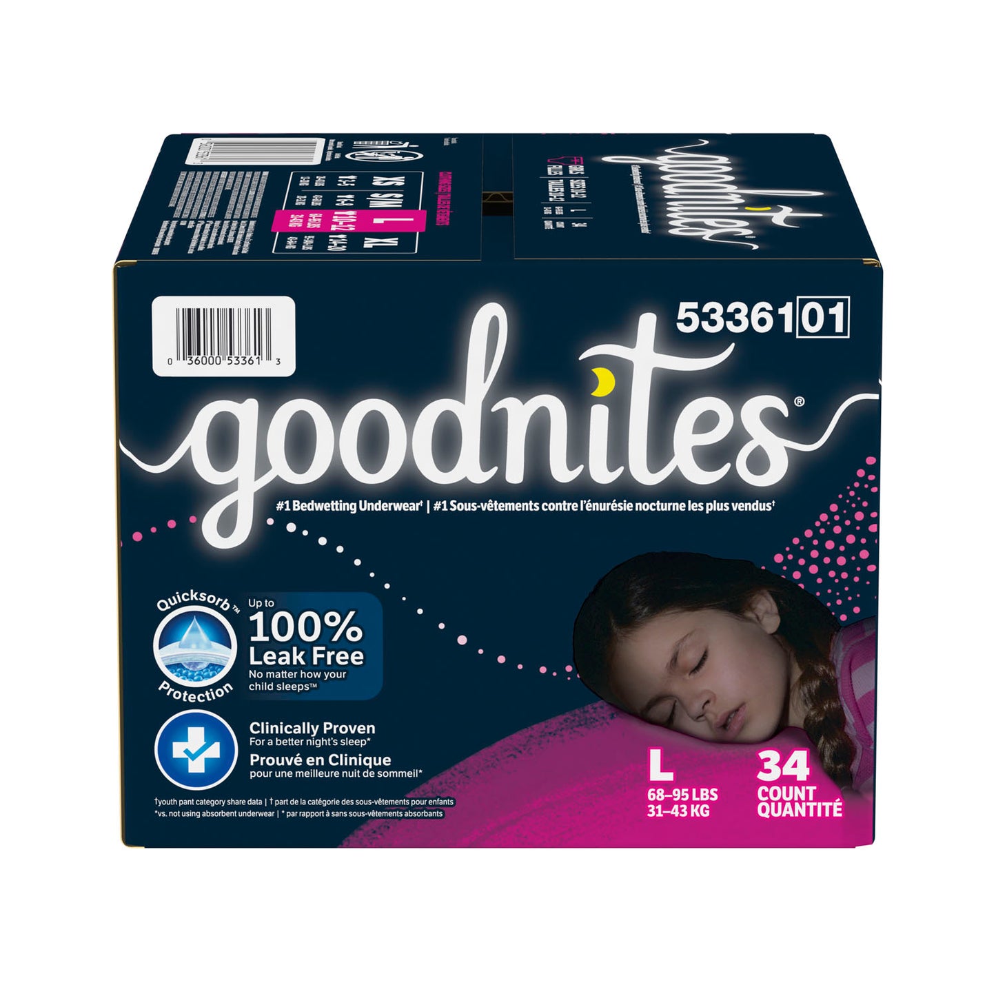 KIMBERLY-CLARK GOODNITES UNDERPANTS, 34 per pack, 1 pack per case