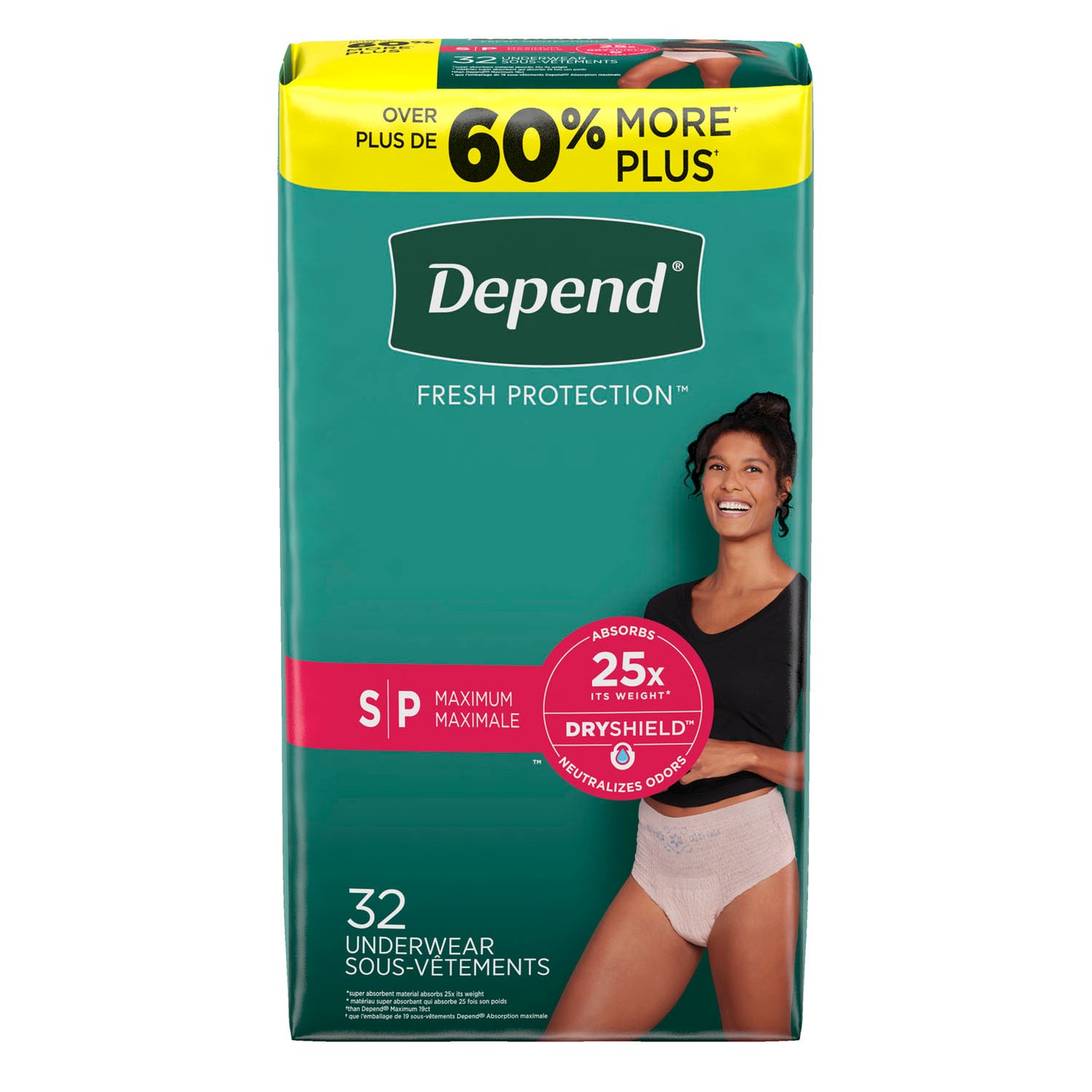 KIMBERLY-CLARK DEPEND PROTECTIVE UNDERWEAR, 32 per pack, 2 packs per case